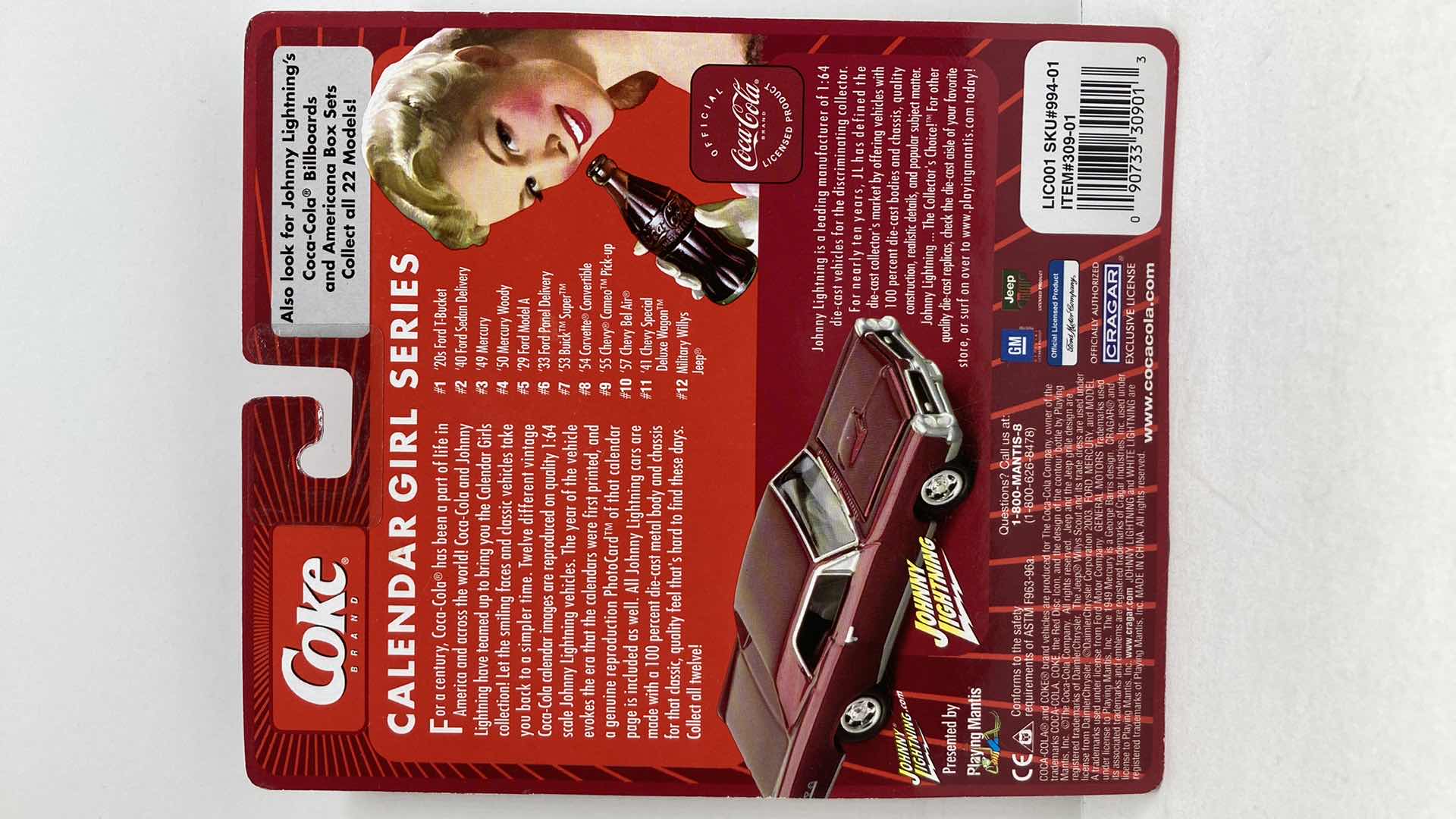 Photo 1 of JOHNNY LIGHTNING COCA-COLA CALENDAR GIRL SERIES ‘55 CHEVY CAMEO PICKUP TRUCK
