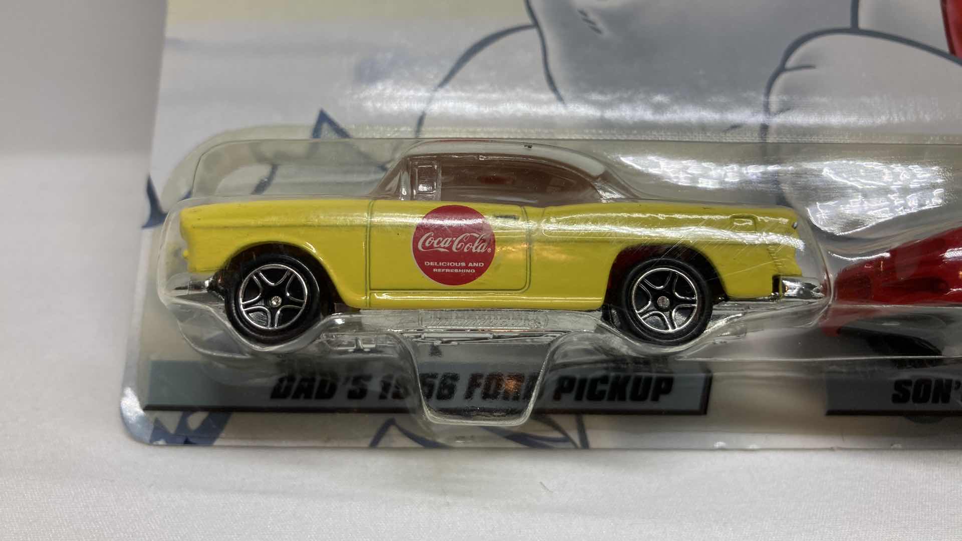 Photo 1 of MATCHBOX COCA-COLA DADS 1955 CHEVY BEL AIR & SONS 1998 CAMARO CARS (PACKAGING ERROR)