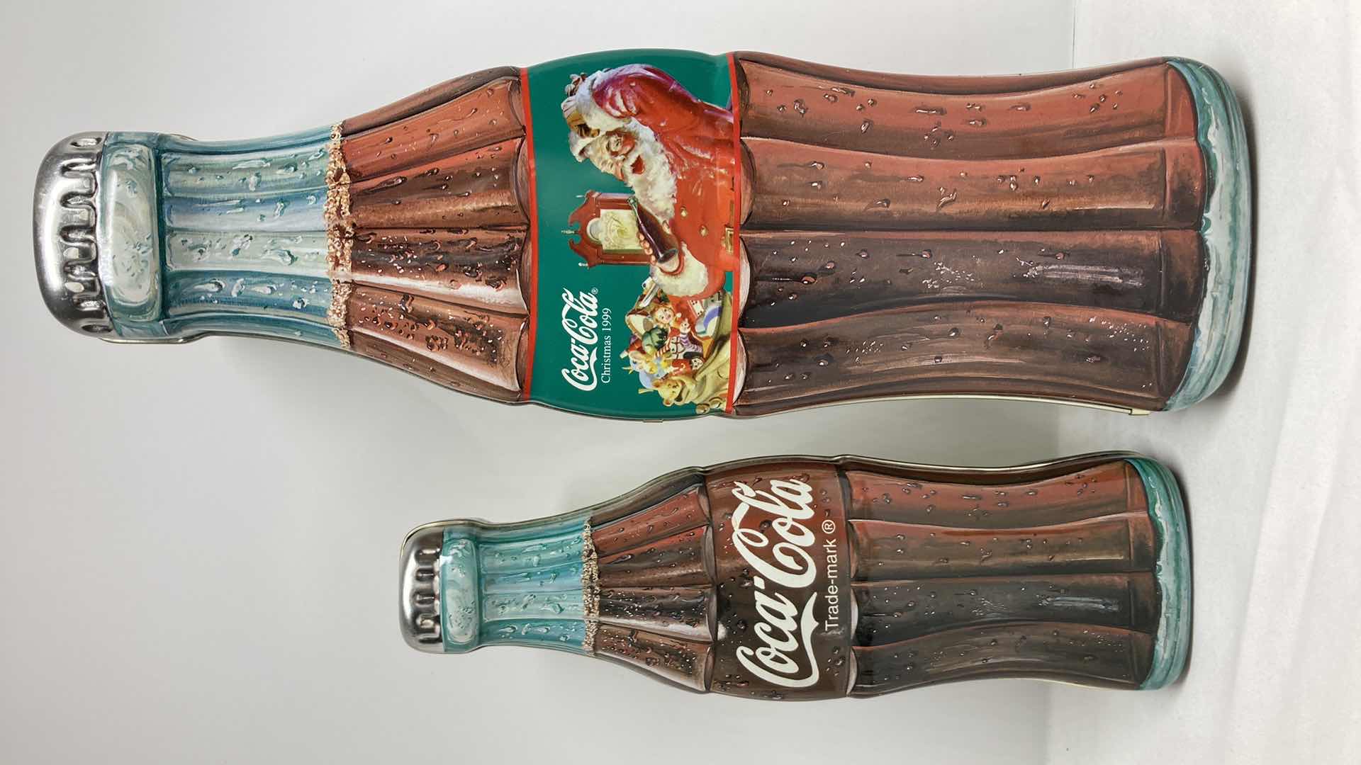 Photo 1 of COCA-COLA BOTTLE TINS (2) 4” X 13”