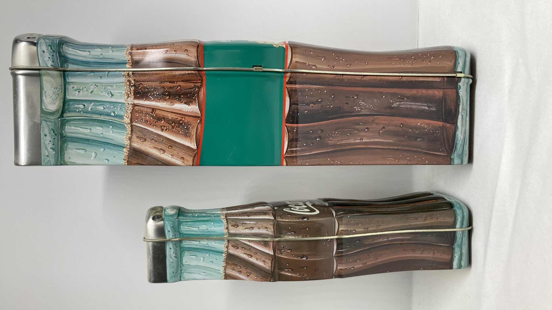 Photo 2 of COCA-COLA BOTTLE TINS (2) 4” X 13”