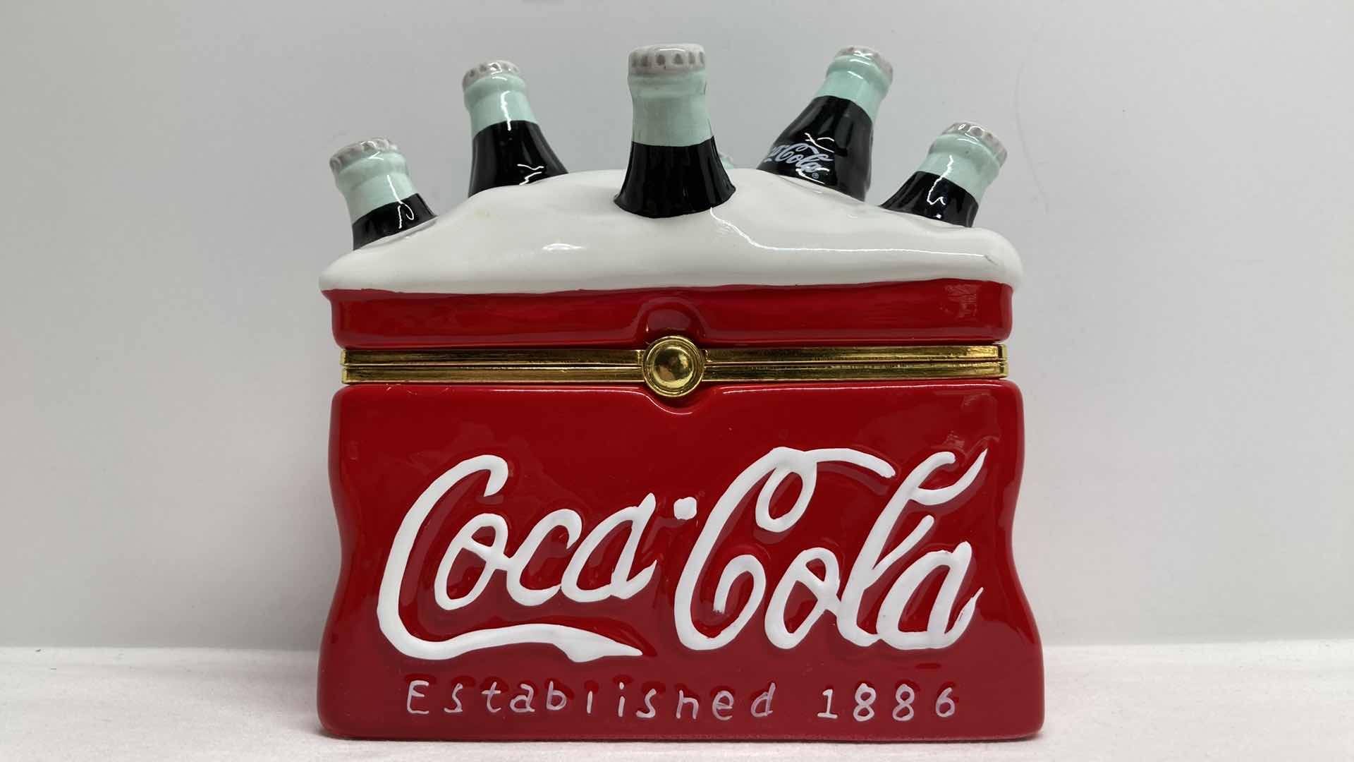 Photo 1 of COCA-COLA CERAMIC HINGED BOX 5” X 3” H5.5”
