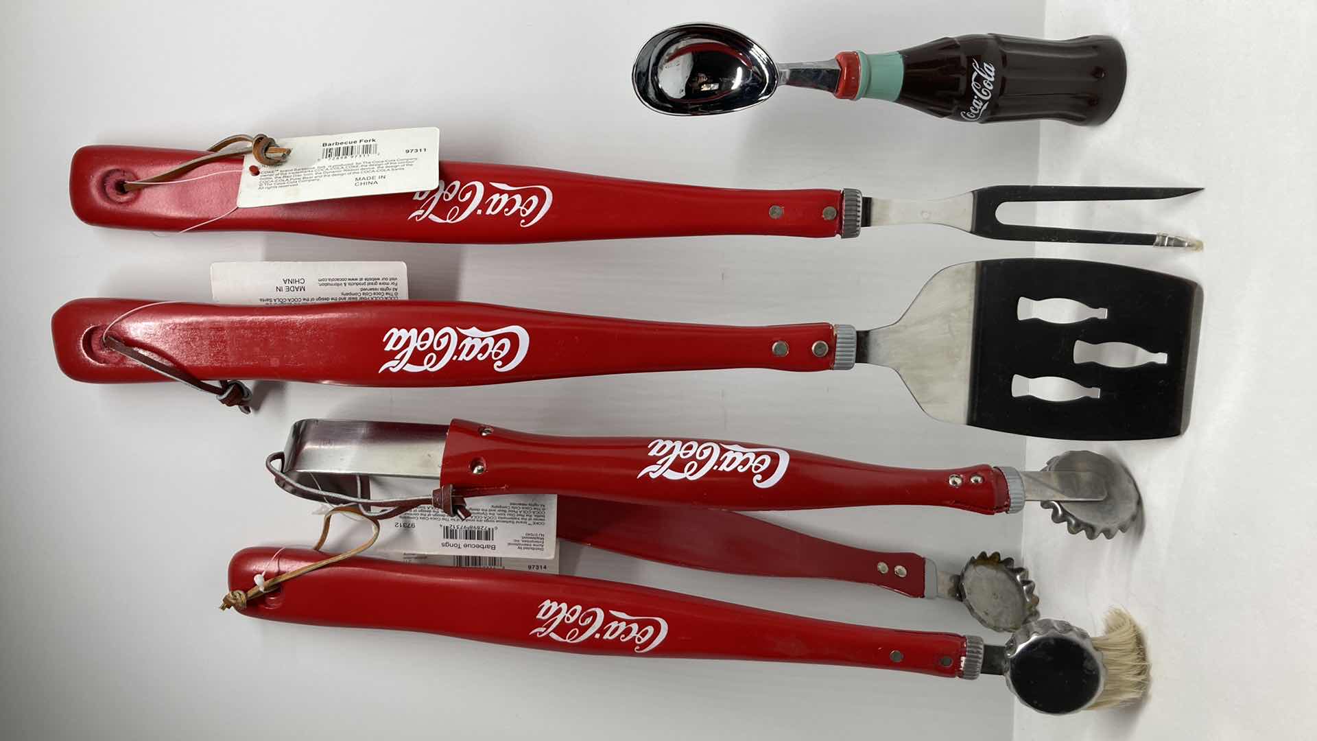 Photo 1 of COCA-COLA BBQ UTENSIL SET W COKE BOTTLE ICE CREAM SCOOPER
