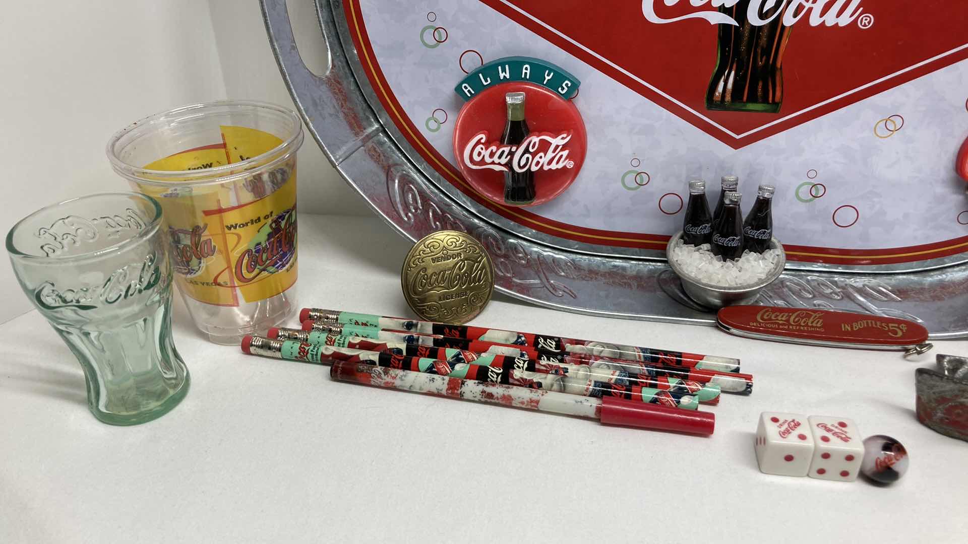Photo 3 of COCA-COLA TIN TRAY W COKE BRAND MEMORABILIA