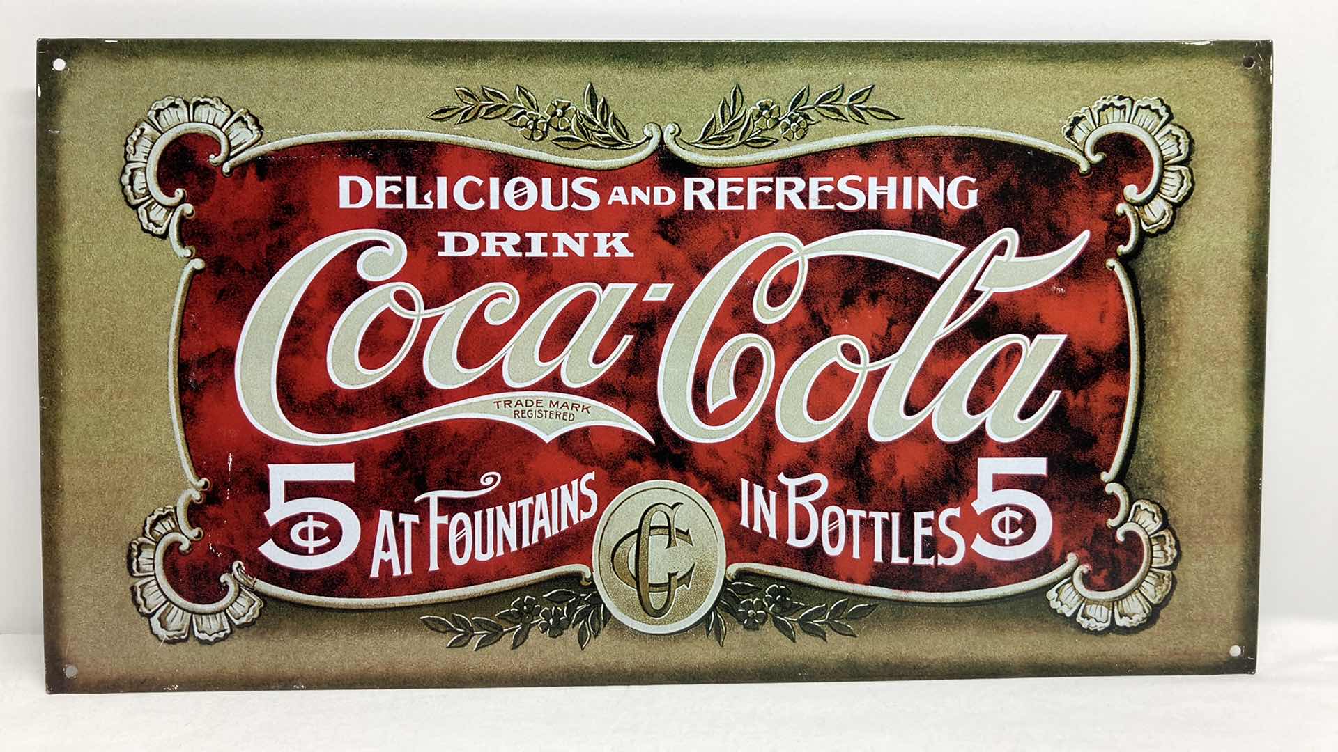 Photo 1 of COCA-COLA TIN SIGN & RUBBER MAT 16.5” X 14.5”