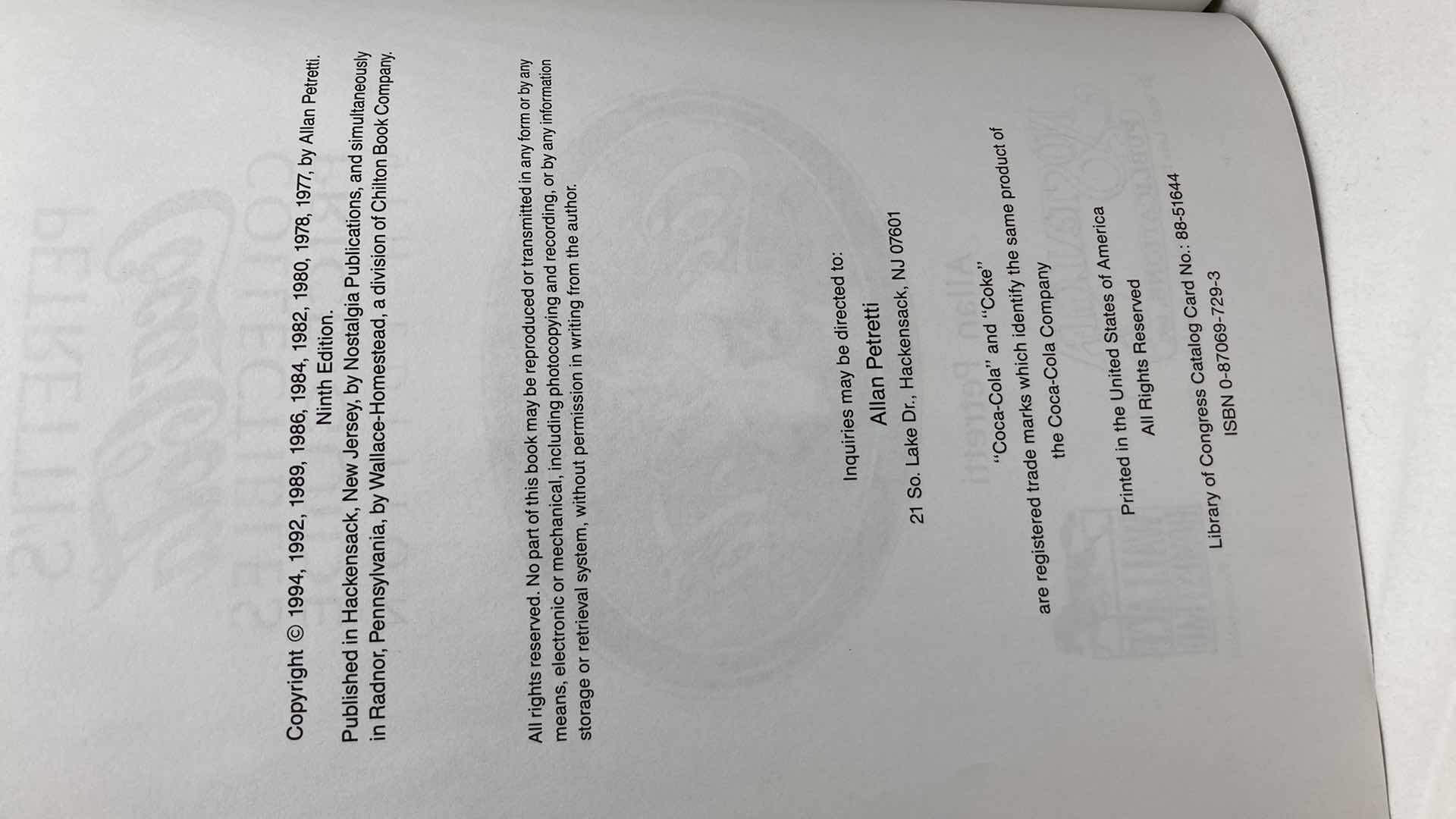 Photo 4 of ALLAN PETRETTI’S COCA-COLA COLLECTIBLES PRICE GUIDE 9TH EDITION BOOK