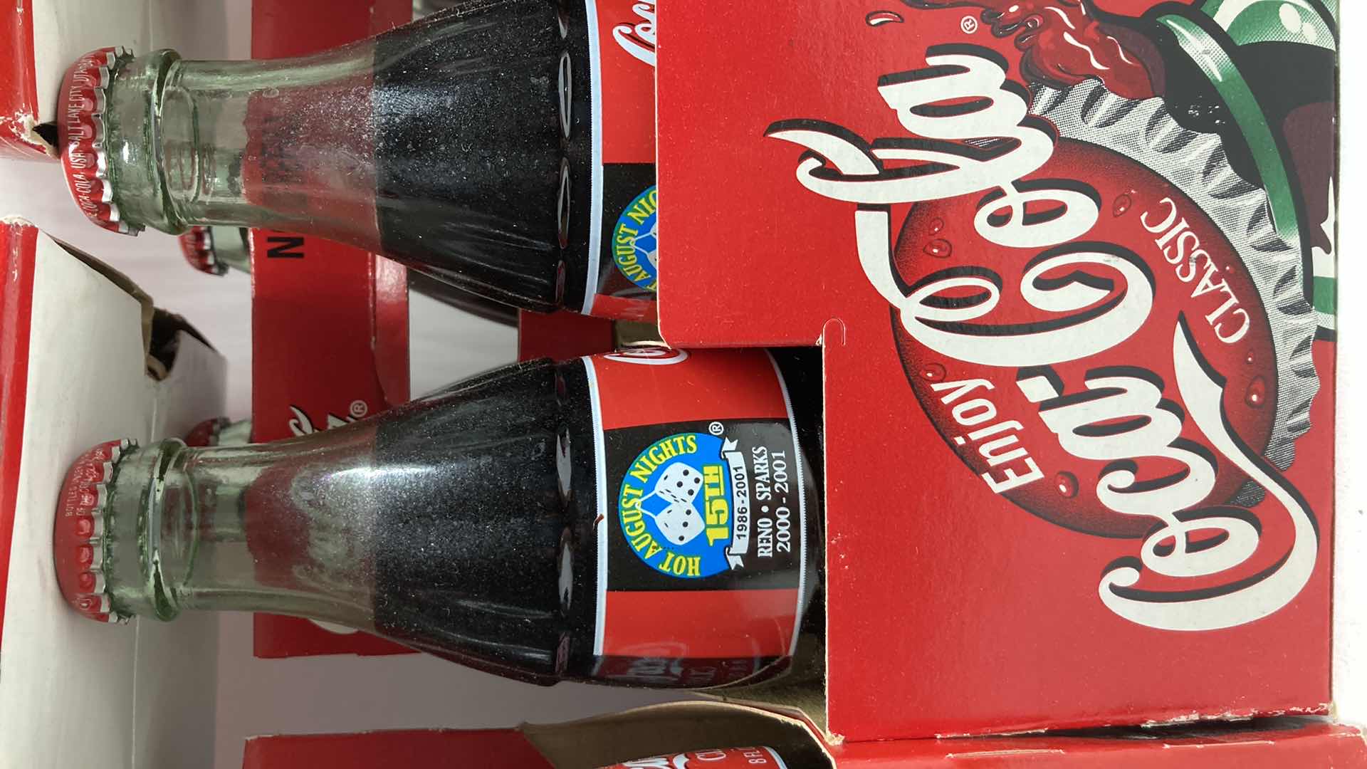 Photo 1 of COCA-COLA SPECIAL EDITION 6 PACK SEALED GLASS BOTTLES & CASES (5)