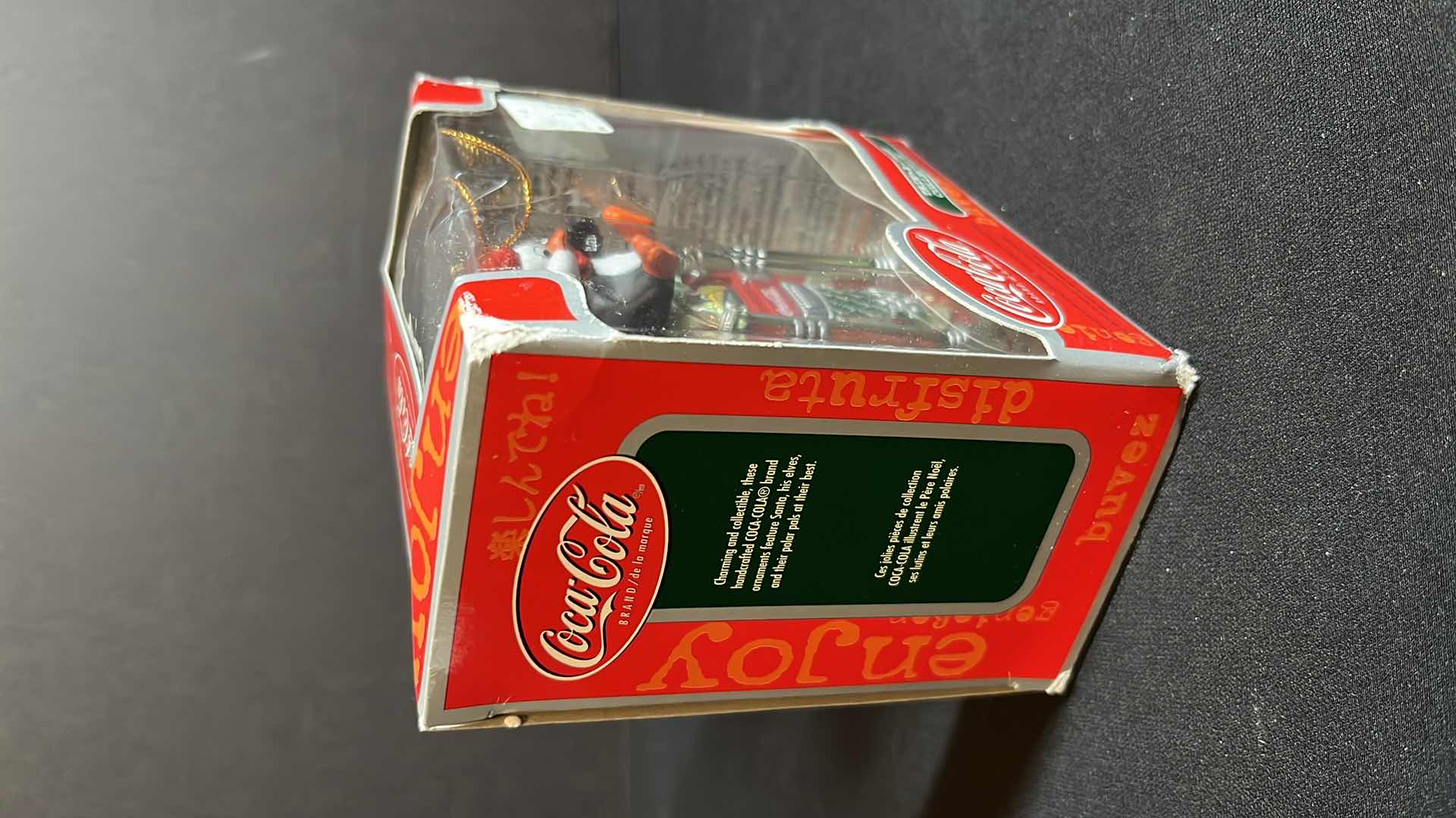 Photo 1 of COCA-COLA TRIM A TREE COLLECTION SLEDDING BEAR W SODA BOTTLE CHRISTMAS ORNAMENT & JUKE BOX W PENGUIN ORNAMENT