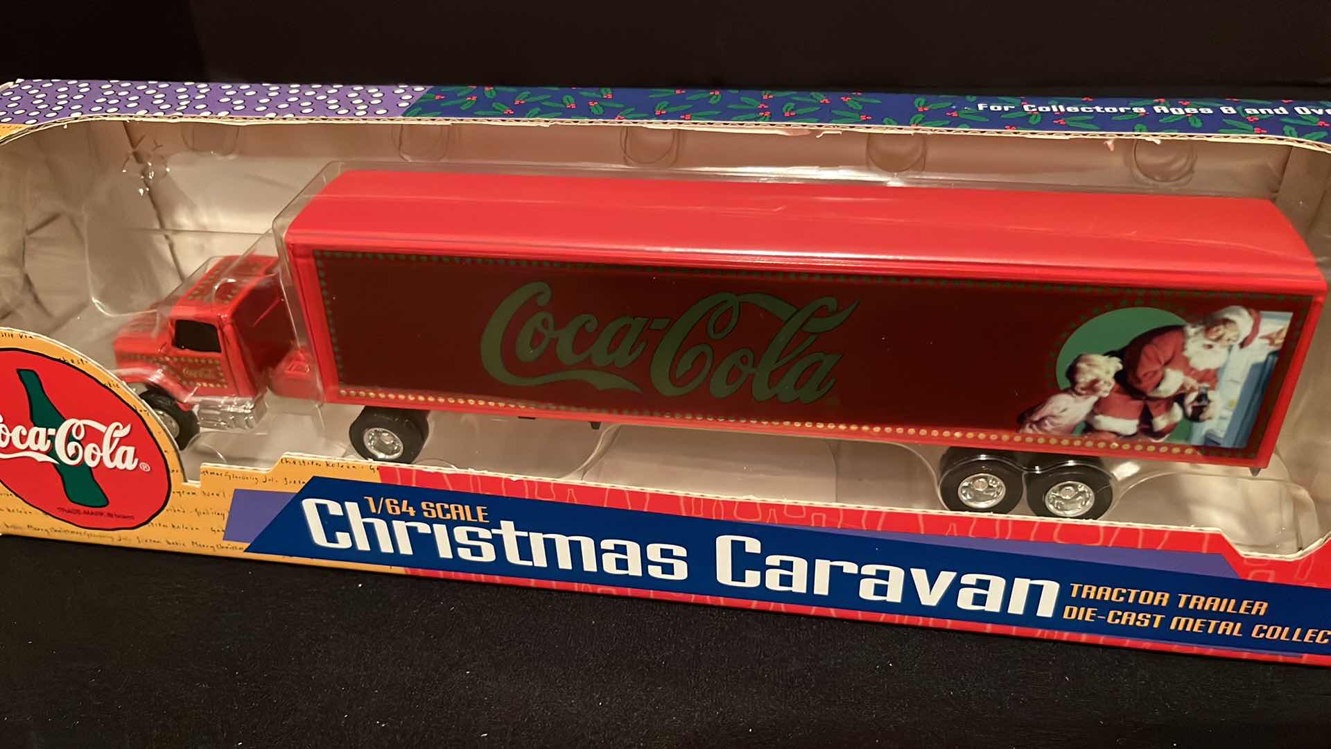 Photo 1 of ERTL COMPANY COCA-COLA COLLECTION INTERNATIONAL 1/64 SCALE DIE-CAST METAL CHRISTMAS CARAVAN TRACTOR TRAILER, 1996 (STOCK #T625)