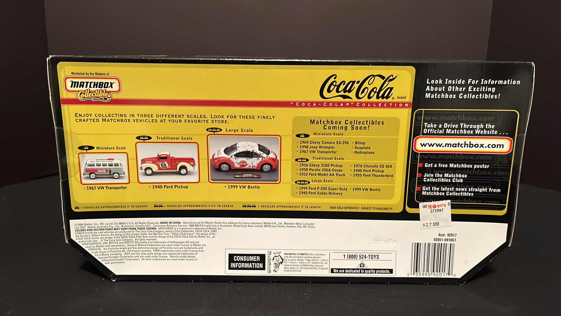 Photo 1 of MATCHBOX COLLECTIBLES COCA-COLA COLLECTION DIE-CAST METAL 1999 VOLKSWAGEN BEETLE, 1999