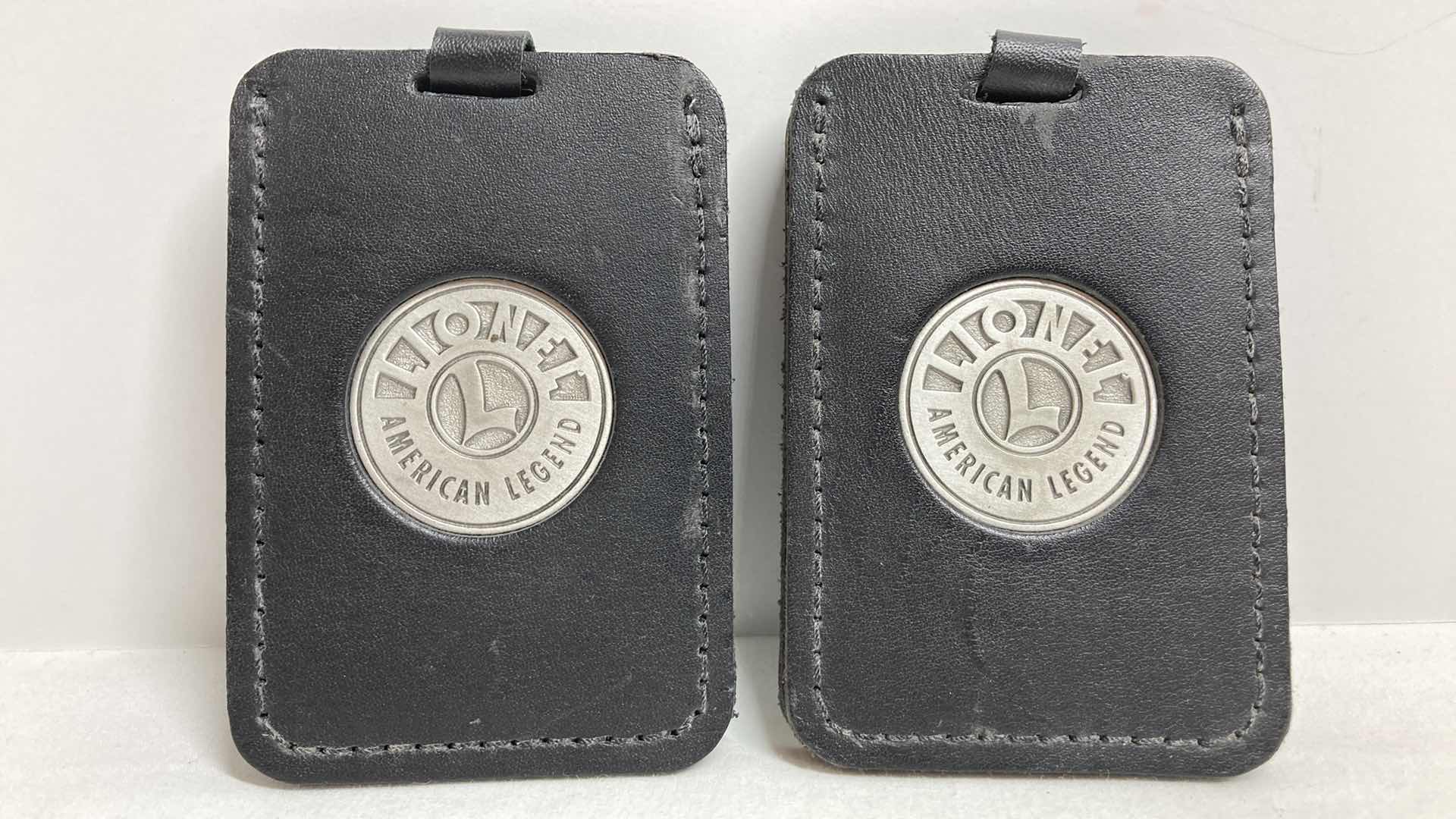 Photo 1 of LIONEL LEATHER KEYCHAIN (2) & LEATHER LUGGAGE TAGS (2)