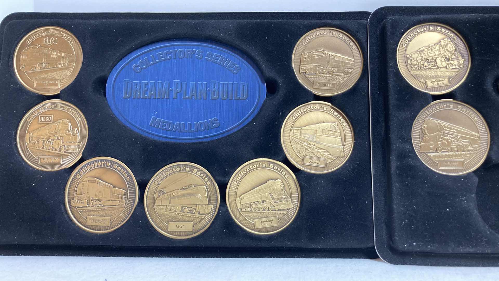 Photo 1 of COLLECTORS SERIES MEDALLIONS (9) W NATIONS TREASURES MANITOU & PIKES PEAK RY ORNAMENT