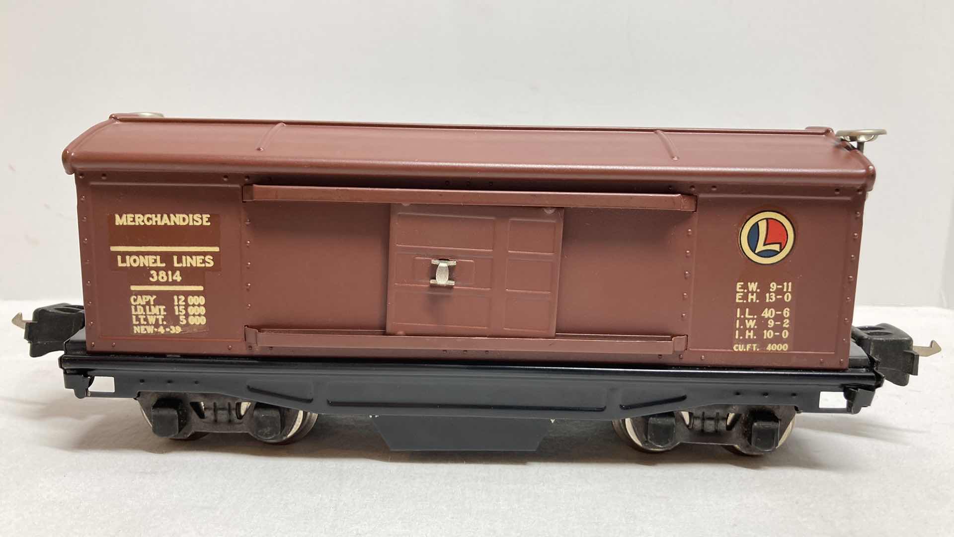 Photo 1 of LIONEL PREWAR MERCHANDISE CAR 3814 W CRATES & INSTRUCTIONS