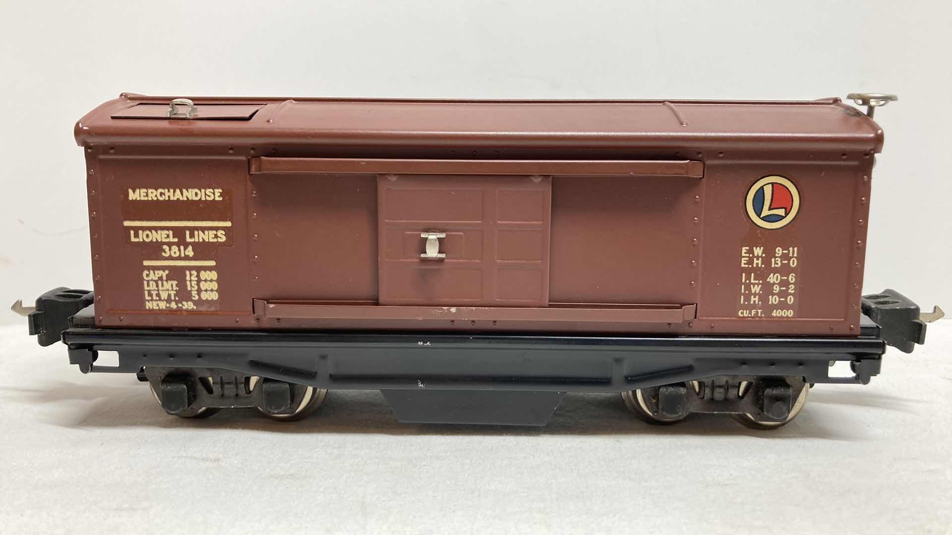Photo 1 of LIONEL PREWAR MERCHANDISE CAR 3814 W CRATES & INSTRUCTIONS