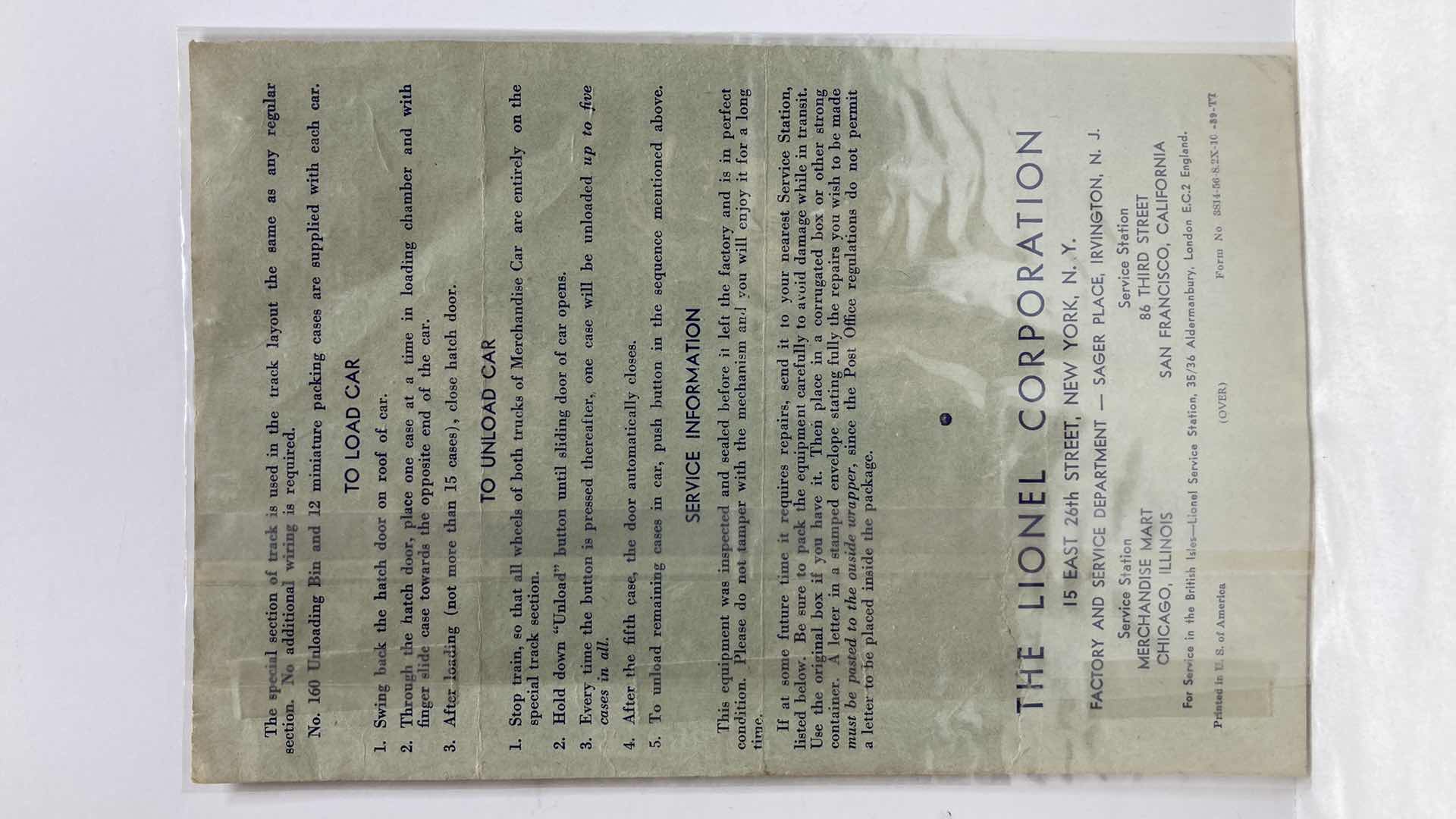 Photo 1 of LIONEL PREWAR MERCHANDISE CAR 3814 W CRATES & INSTRUCTIONS