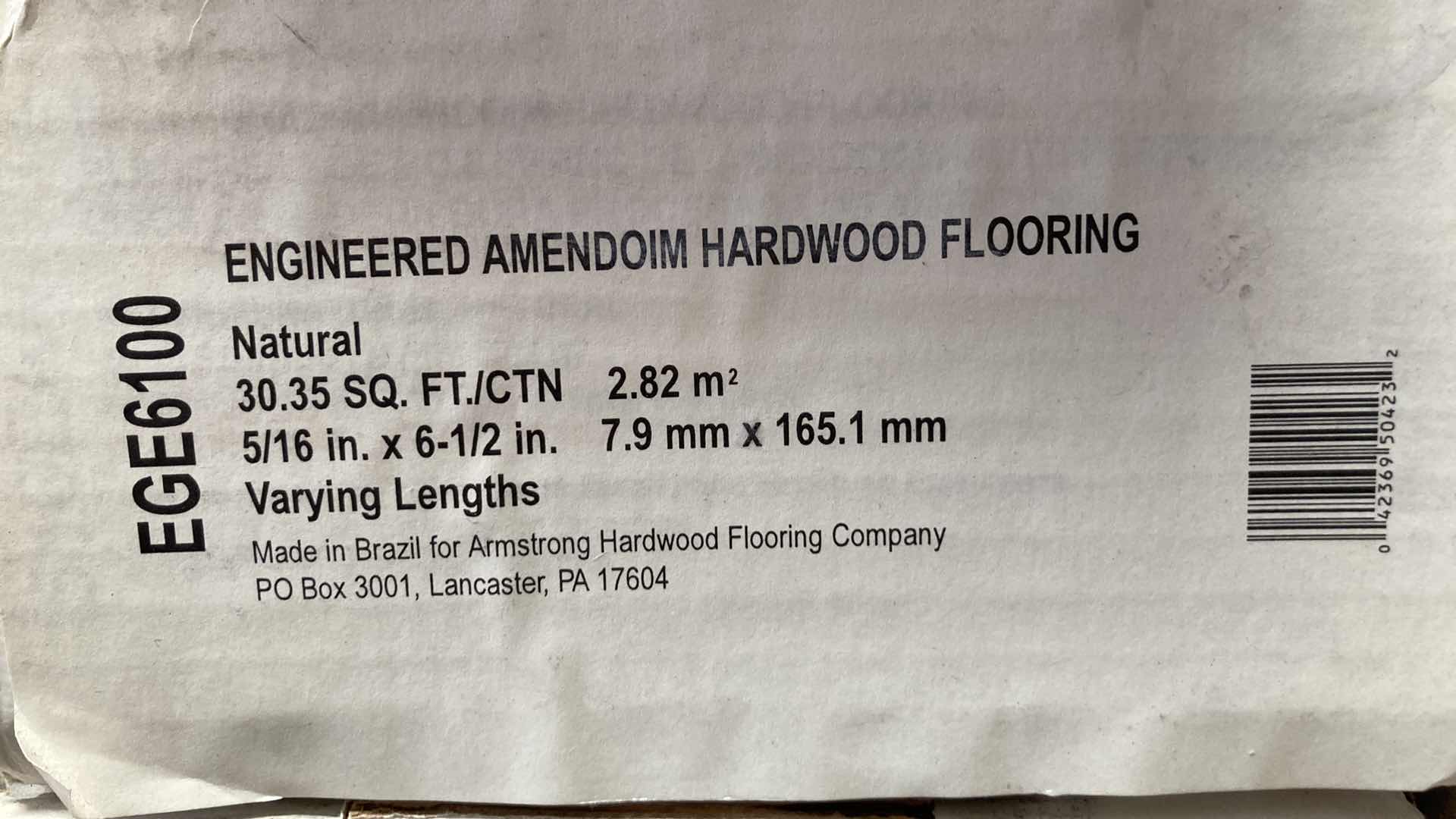 Photo 1 of ARMSTRONG ENGINEERED AMENDOIM NATURAL FINISH HARDWOOD FLOORING ON PALLET APPROX 500sqft 6.5” X 48” H5/16”