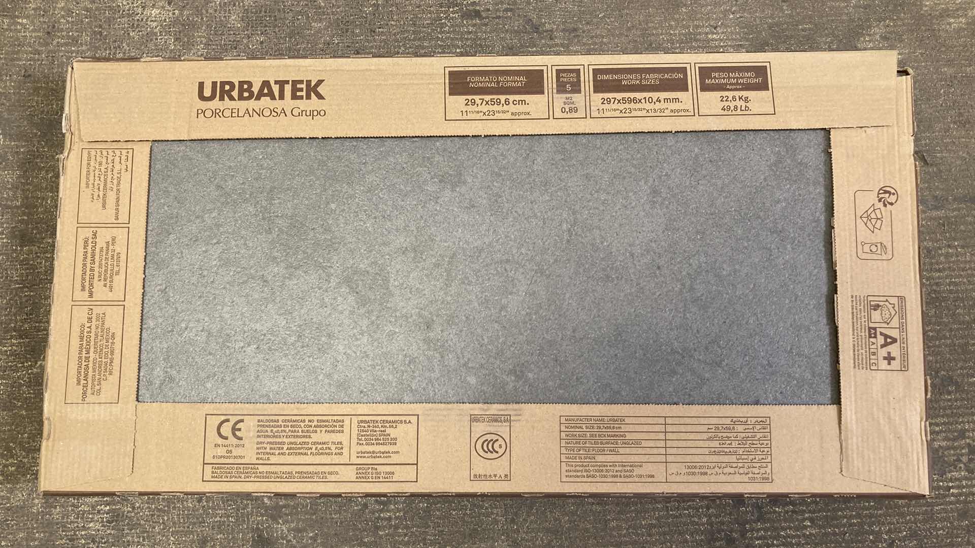 Photo 1 of URBATEK PORCELANOSA GRUPO FOSSIL GREY NATURE CERAMIC TILE APPROX 48PC 23.5” X 11.75”