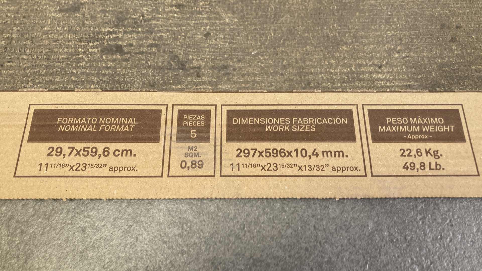 Photo 1 of URBATEK PORCELANOSA GRUPO FOSSIL GREY NATURE CERAMIC TILE APPROX 48PC 23.5” X 11.75”