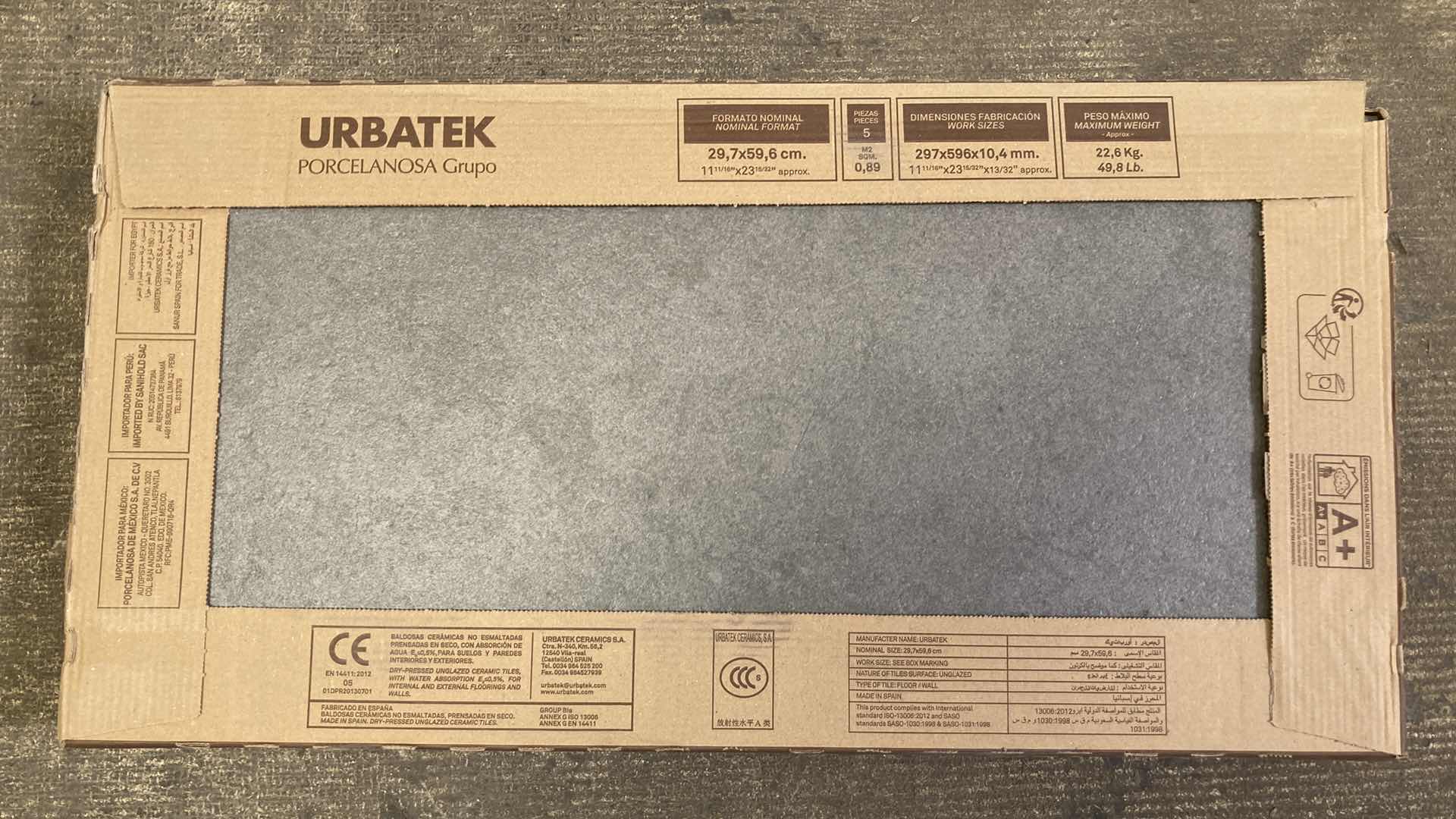 Photo 1 of URBATEK PORCELANOSA GRUPO FOSSIL GREY NATURE CERAMIC TILE APPROX 48PC 23.5” X 11.75”