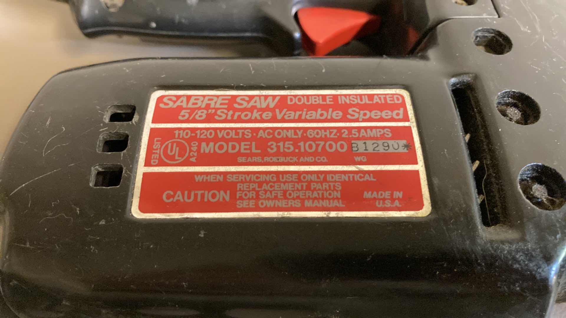 Photo 7 of CRAFTSMAN 5/8” SABRE SAW MODEL 31510700 & CRAFTSMAN 3 SPEED SABRE SAW MODEL 31527761