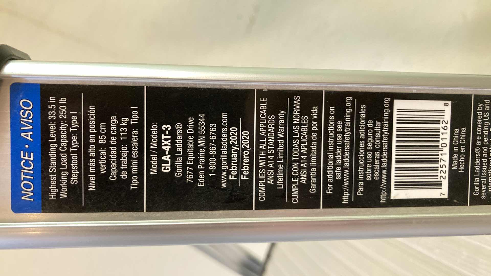 Photo 1 of GORILLA LADDERS STEP LADDER MODEL GLA4XT3