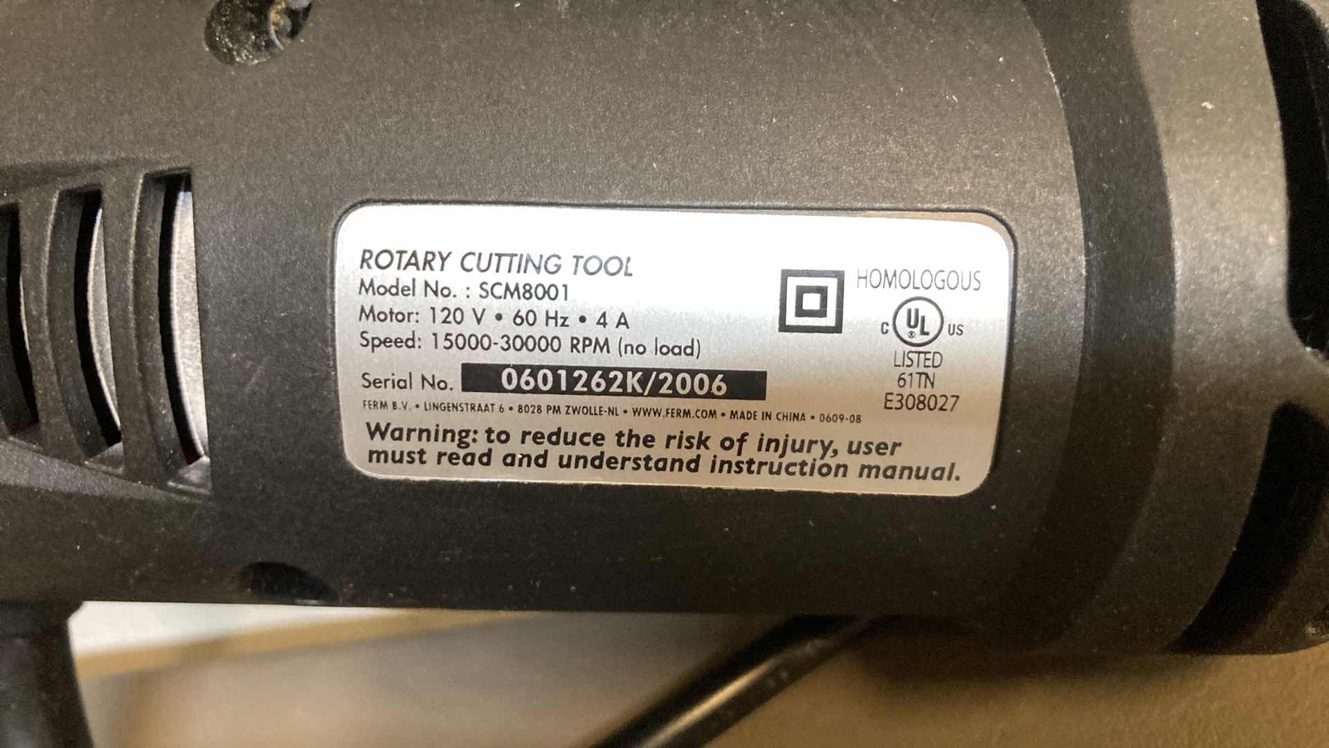 Photo 1 of FERM 4A ROTARY CUTTING TOOL MODEL SCM8001 W CASE