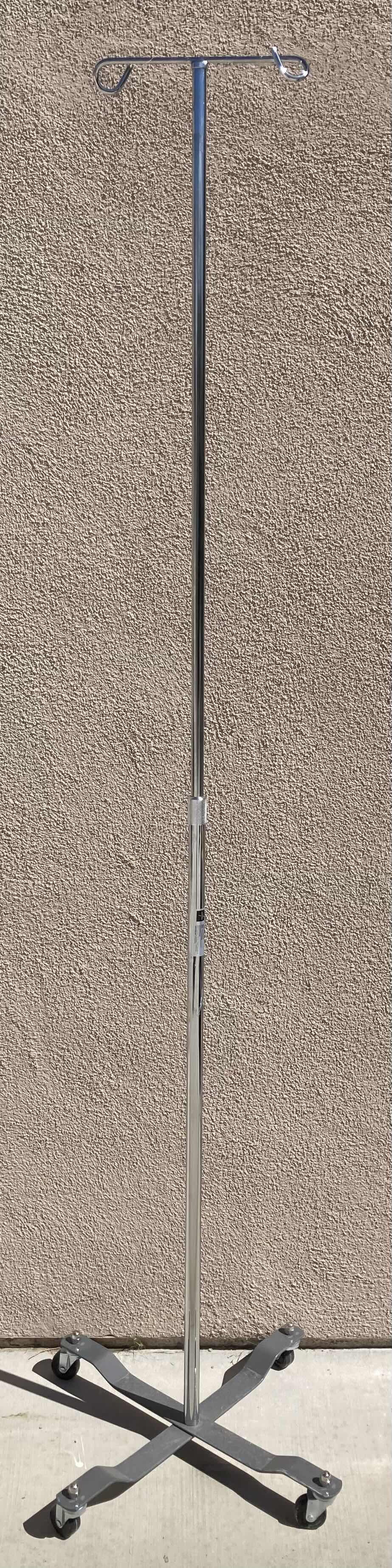 Photo 1 of MEDLINE ROLLING ADJUSTABLE HEIGHT DUAL HOOK IV STAND 23” X 23” H47”-84”