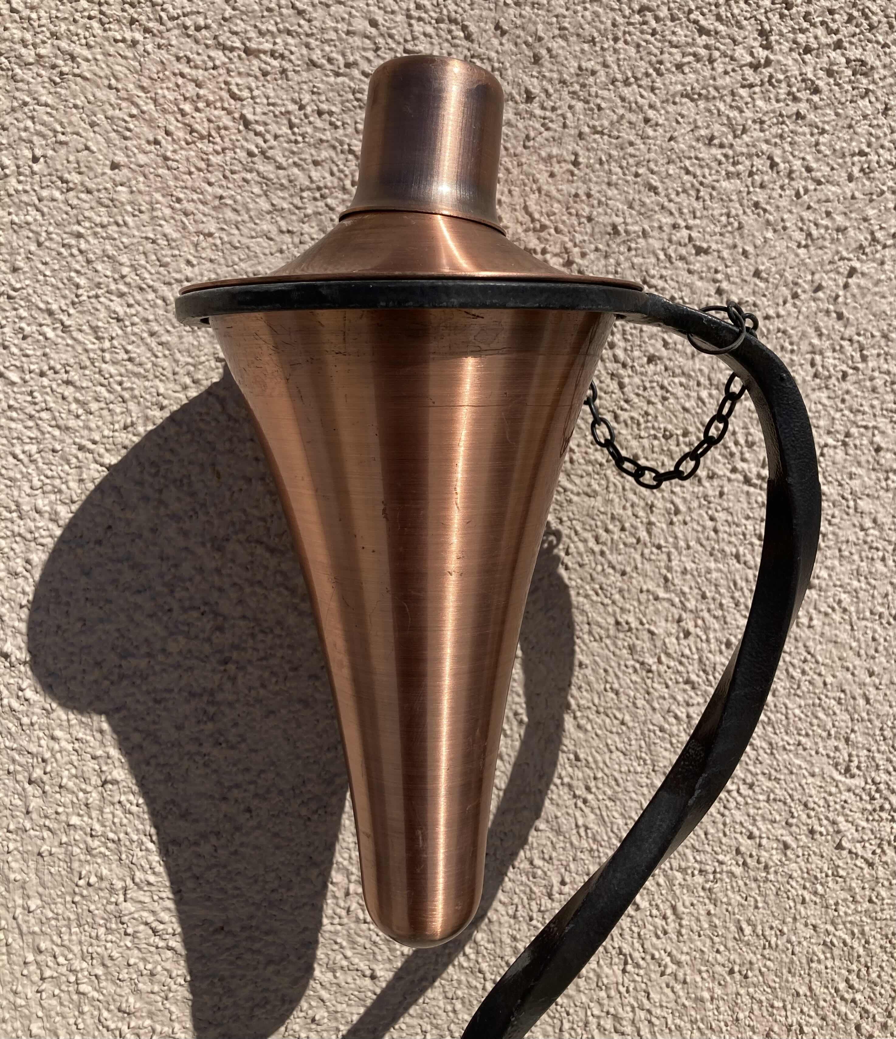Photo 1 of COPPER FINISH TIKI TORCH W SPIRAL WROUGHT IRON POST 7” X 72”