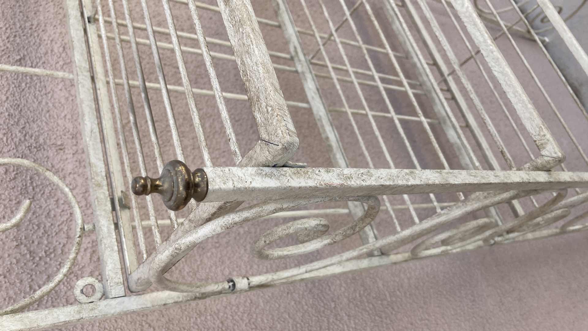 Photo 1 of RUSTIC ORNATE WEATHERED FINISH 3 SHELF METAL RACK 24.5” X 9.5” H70.5”