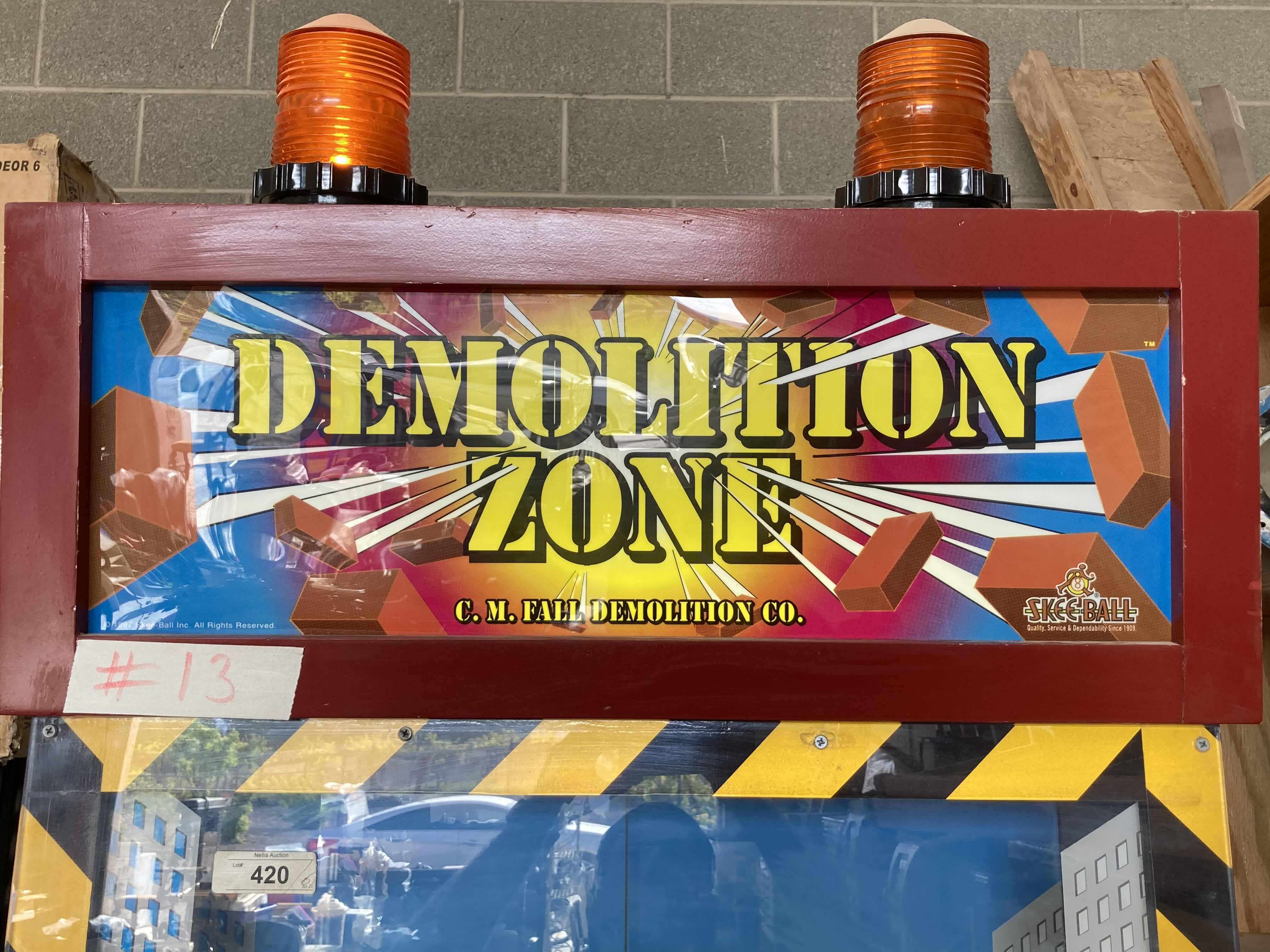 Photo 1 of SKEE-BALL INC CM FALLS DEMOLITION CO. JS 2000 BLASTING MACHINE TOKEN ARCADE GAME 32” X 43” H89”