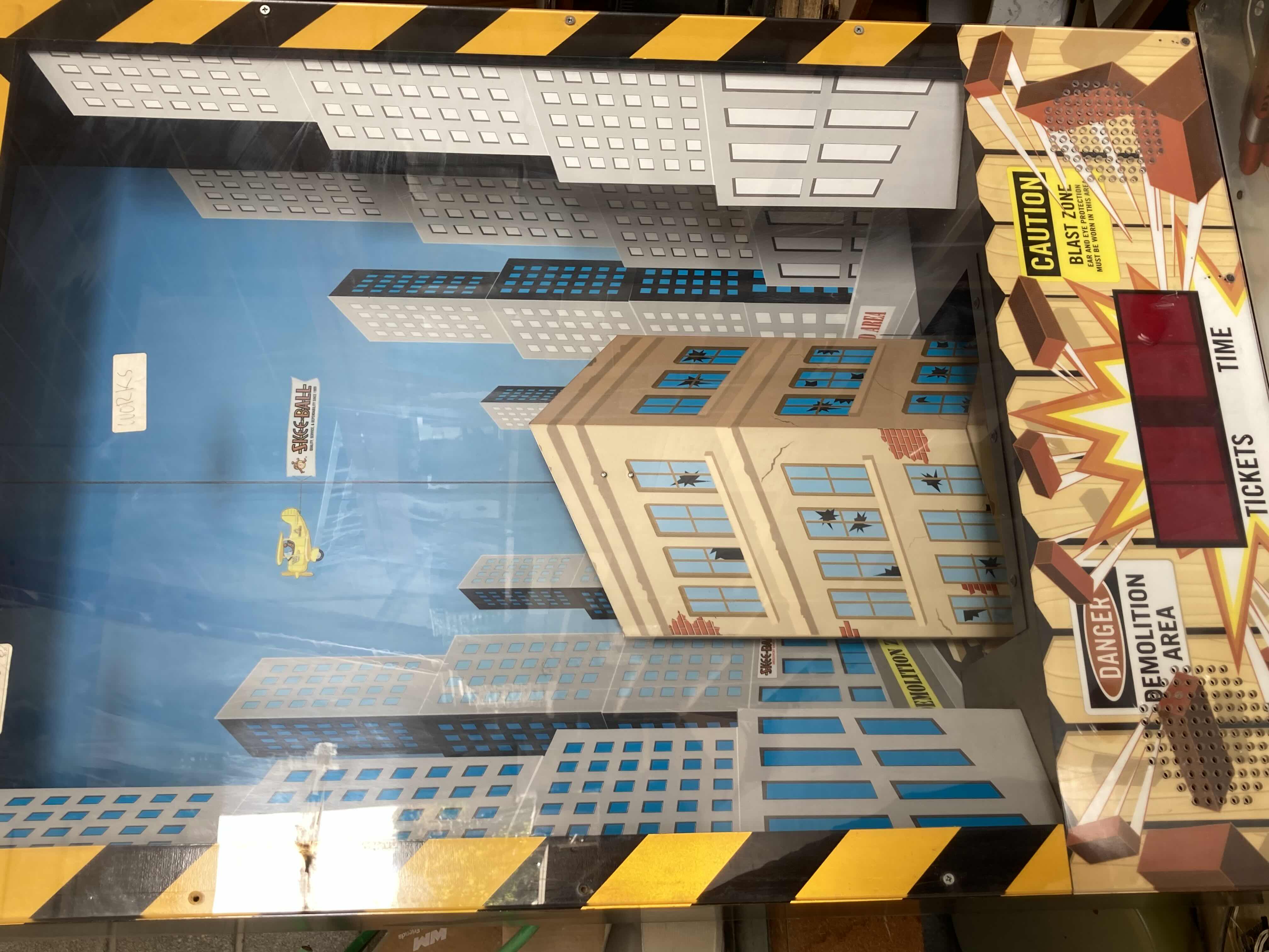 Photo 1 of SKEE-BALL INC CM FALLS DEMOLITION CO. JS 2000 BLASTING MACHINE TOKEN ARCADE GAME 32” X 43” H89”