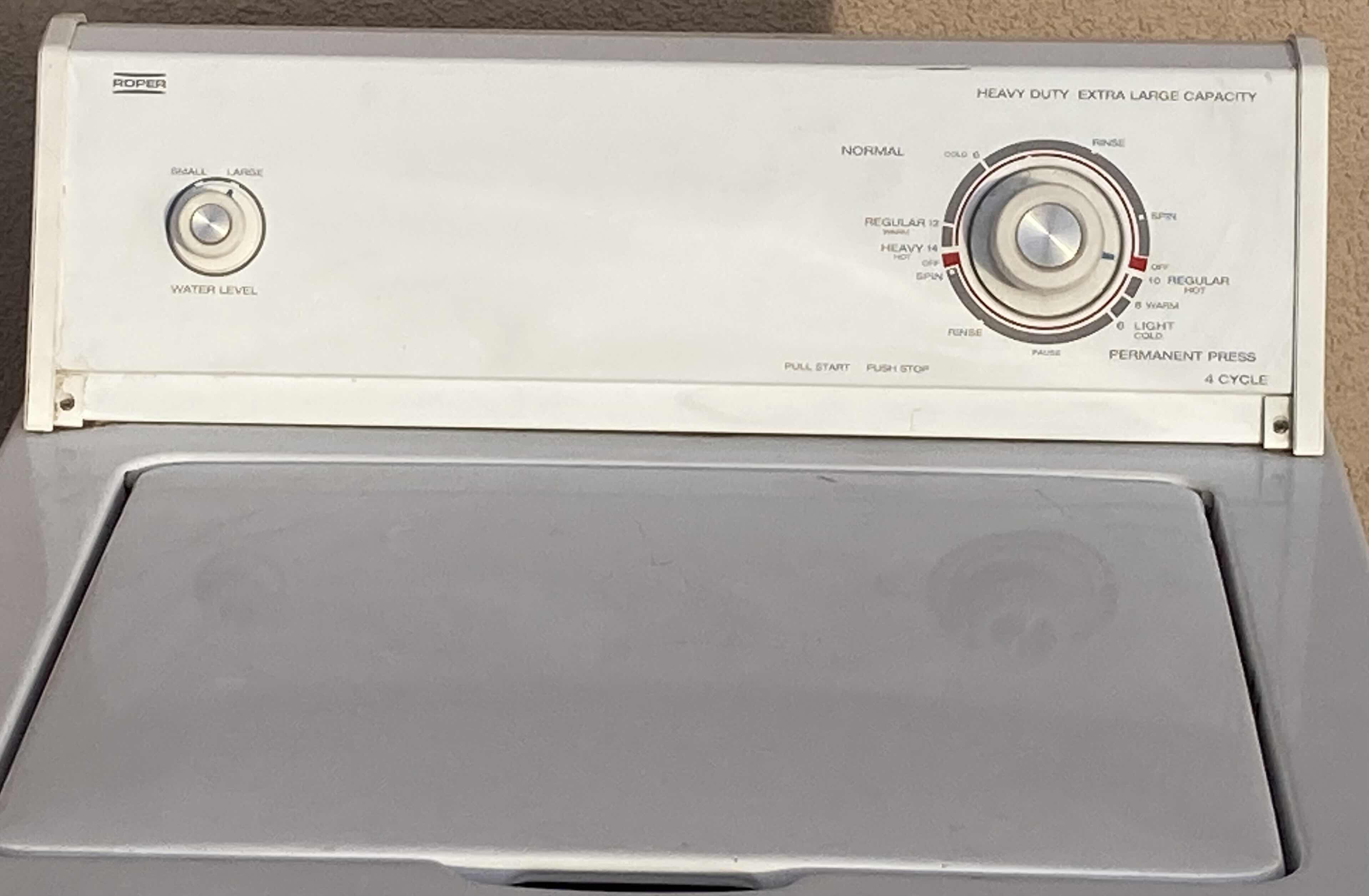 Photo 1 of ROPER HEAVY-DUTY EXTRA LARGE CAPACITY TOP LOAD WASHER MODEL RAB4132HQ0 W DRAIN & HOT/COLD WATER HOSES