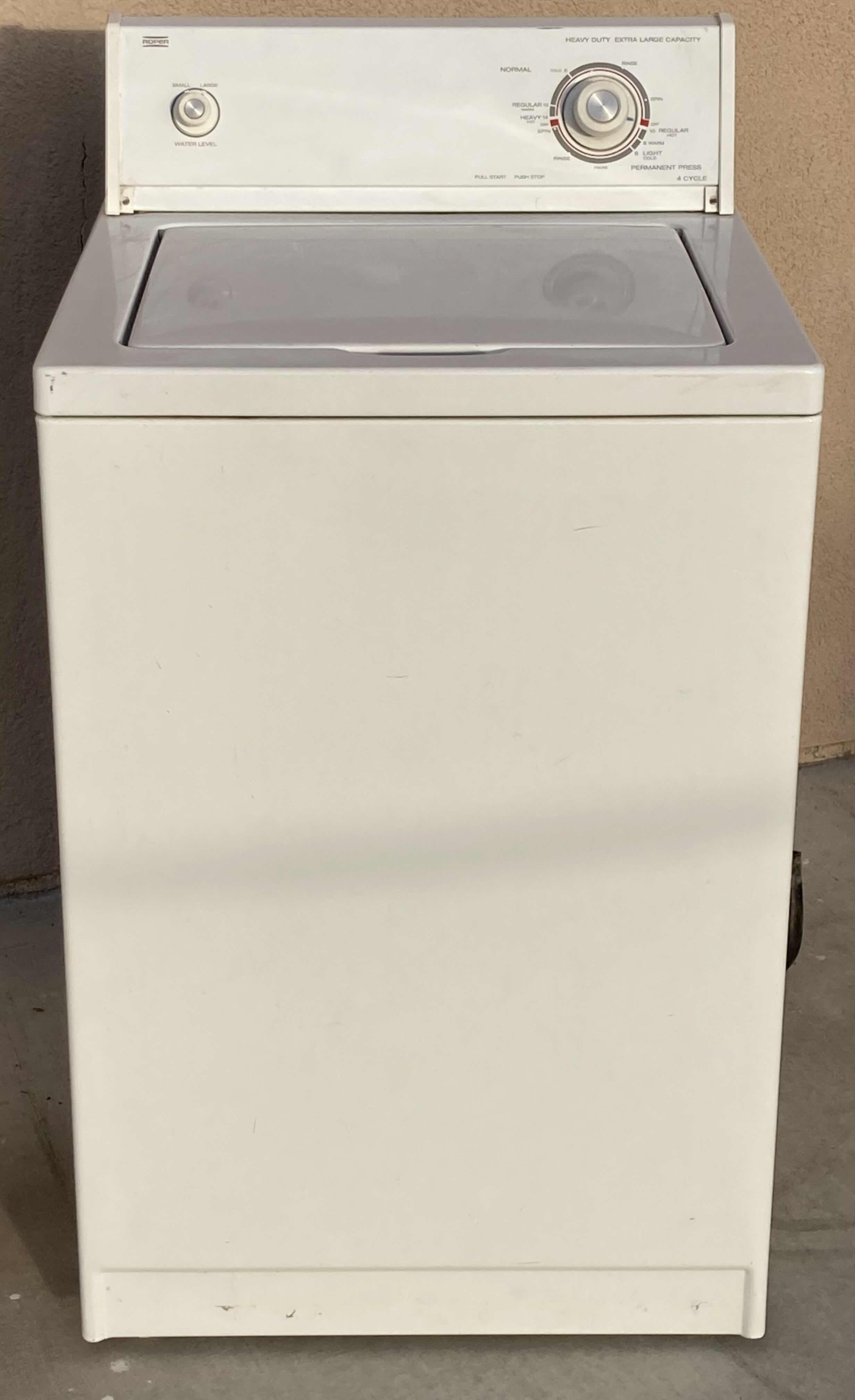 Photo 1 of ROPER HEAVY-DUTY EXTRA LARGE CAPACITY TOP LOAD WASHER MODEL RAB4132HQ0 W DRAIN & HOT/COLD WATER HOSES