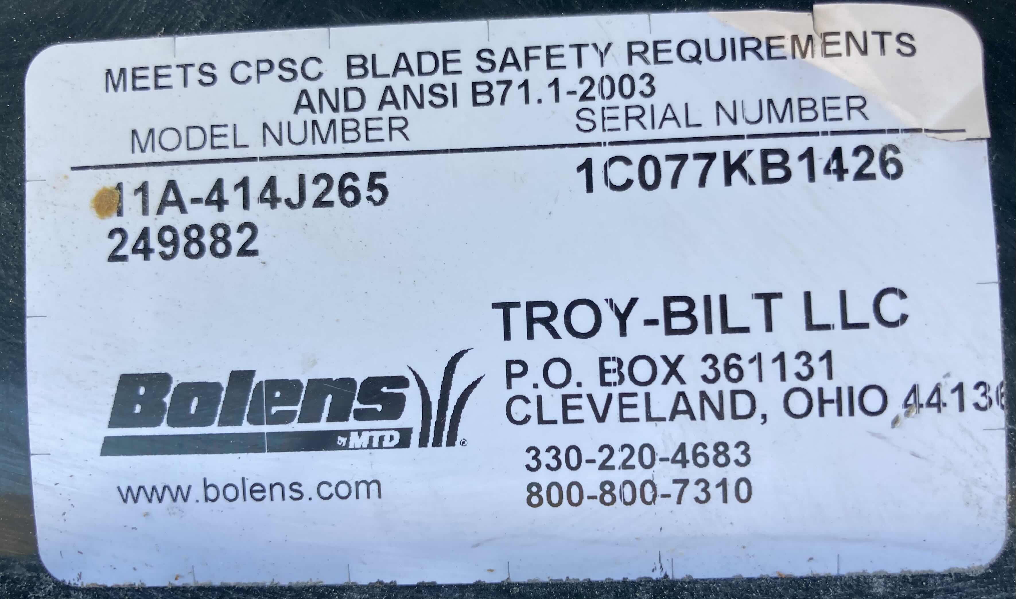 Photo 1 of BOLENS 550 SERIES 21” CUT/REAR BAG MULCHING LAWN MOWER MODEL 11A-414J265