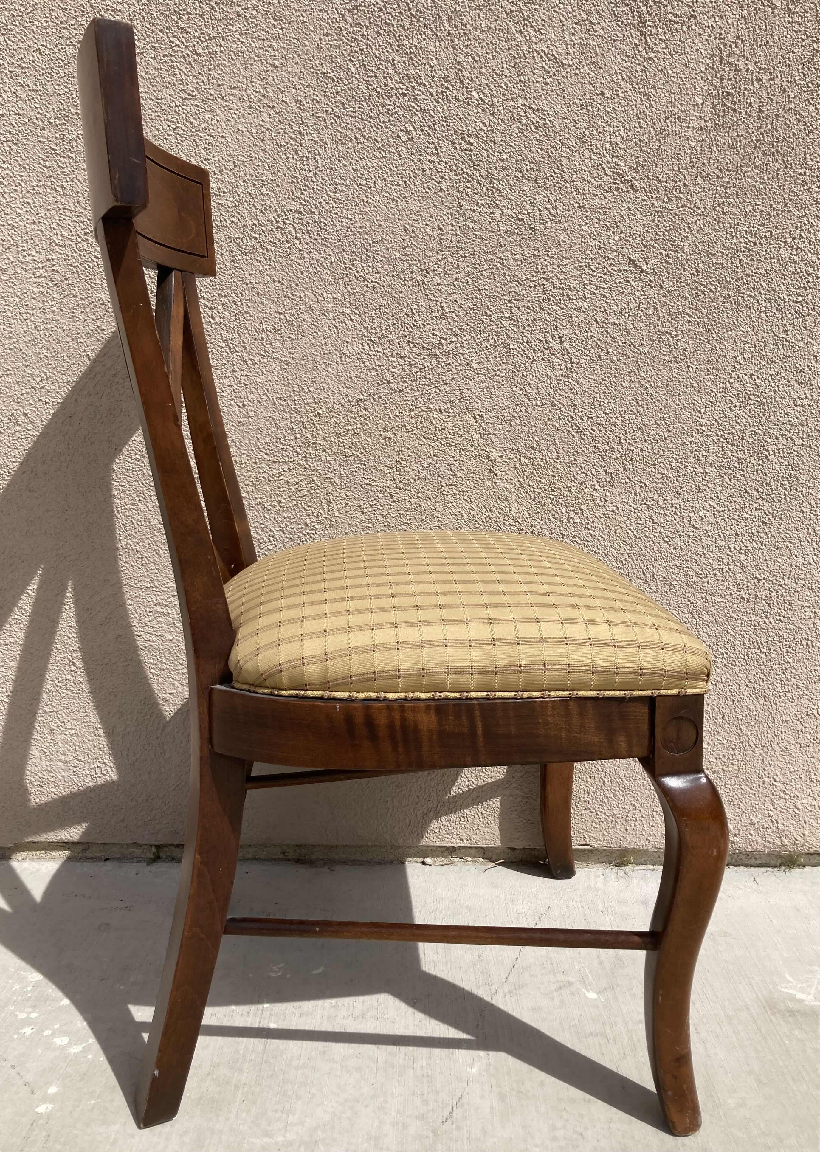 Photo 1 of AMTREND WOOD PLAID UPHOLSTERED SEAT DINING SIDE CHAIR 20.25” X 19.5” H 35.5”