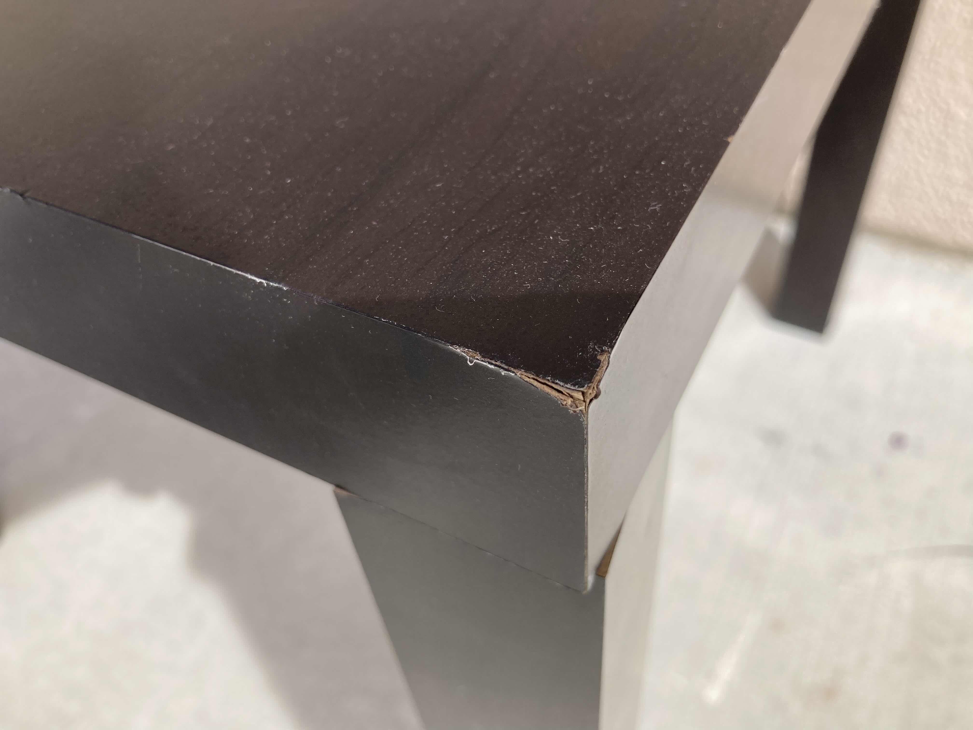 Photo 1 of LION BRAND BLACK METAL PADDED CHAIR & DARK WOOD FINISH SIDE TABLE 20” X 20” H18”