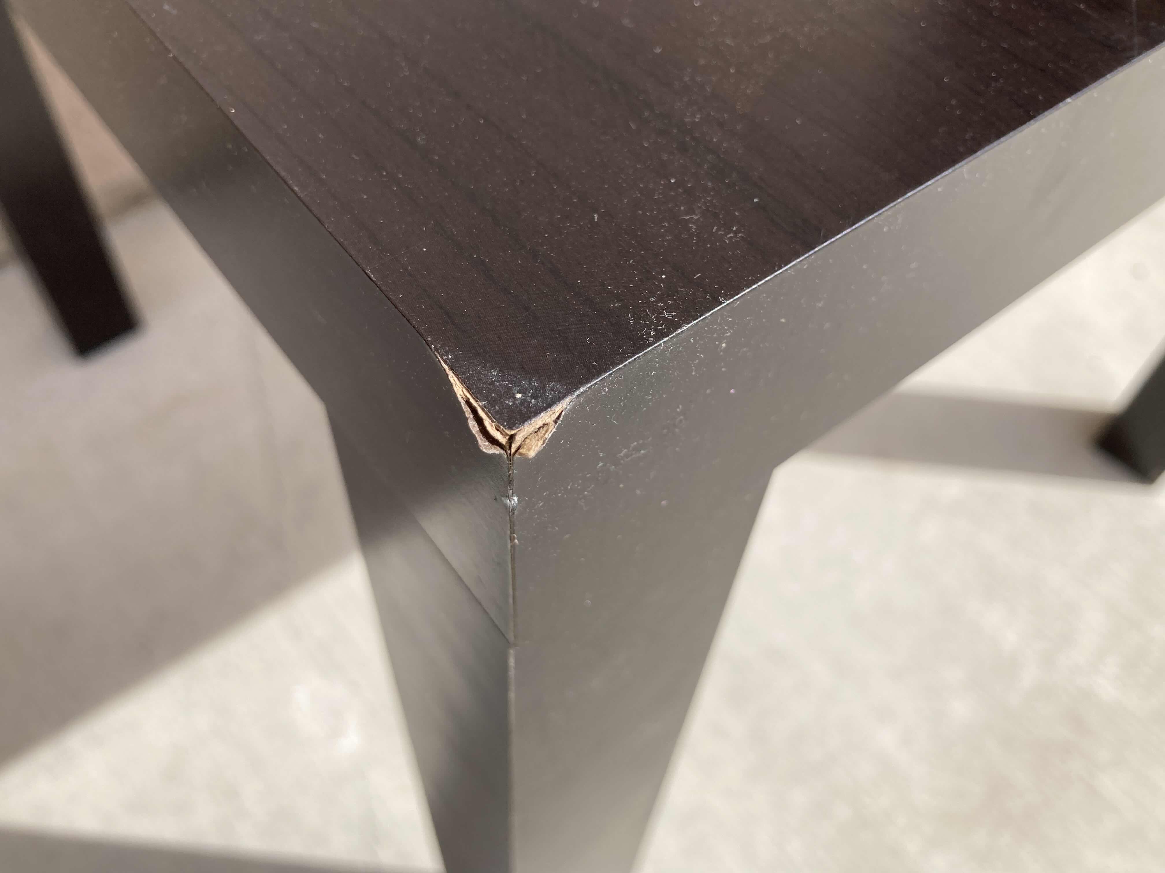 Photo 1 of LION BRAND BLACK METAL PADDED CHAIR & DARK WOOD FINISH SIDE TABLE 20” X 20” H18”