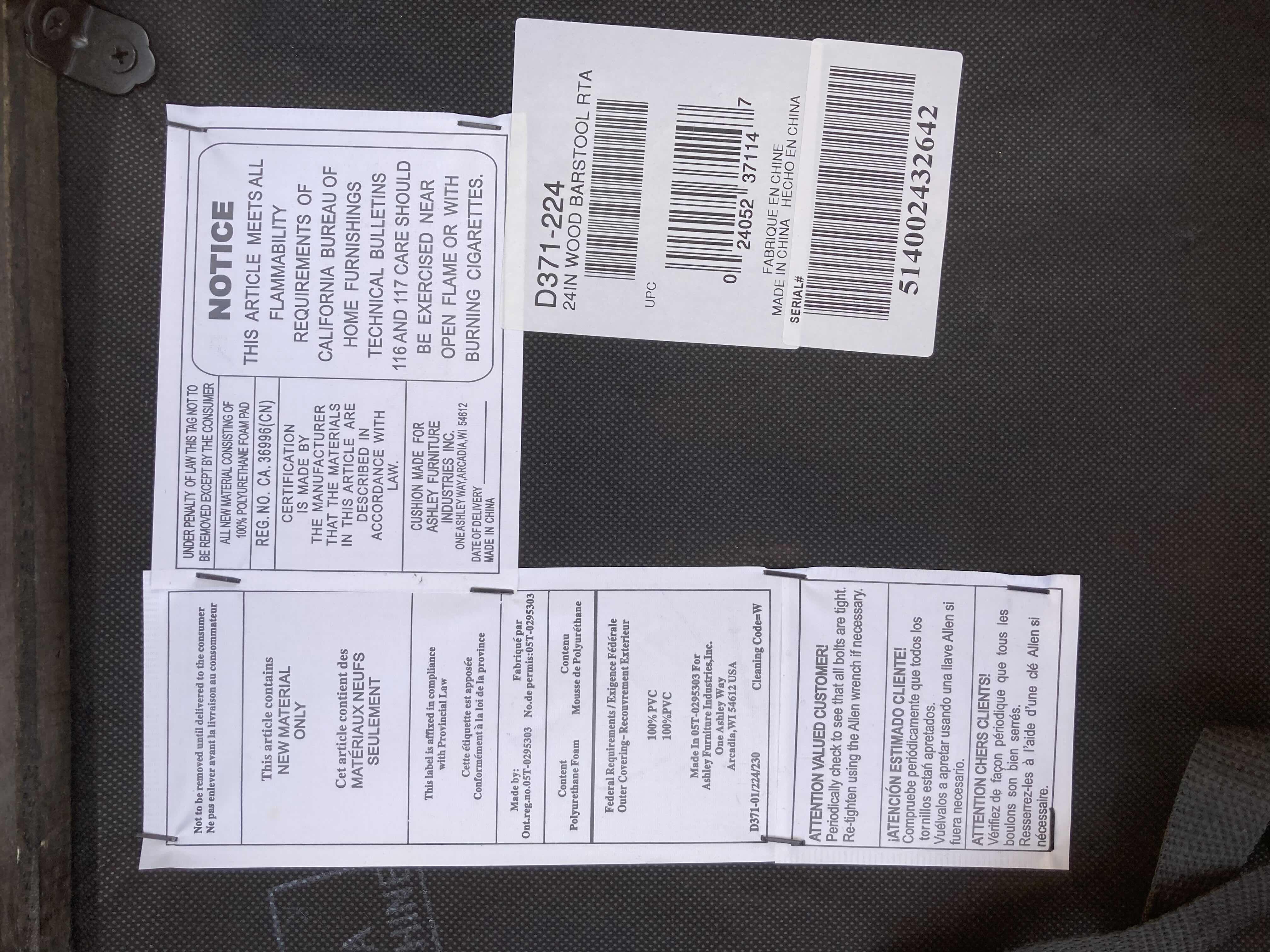 Photo 6 of ASHLEY FURNITURE CARLYLE COLLECTION BLACK WOOD FINISH BAR STOOLS SET OF 3 19” X 17” H40”