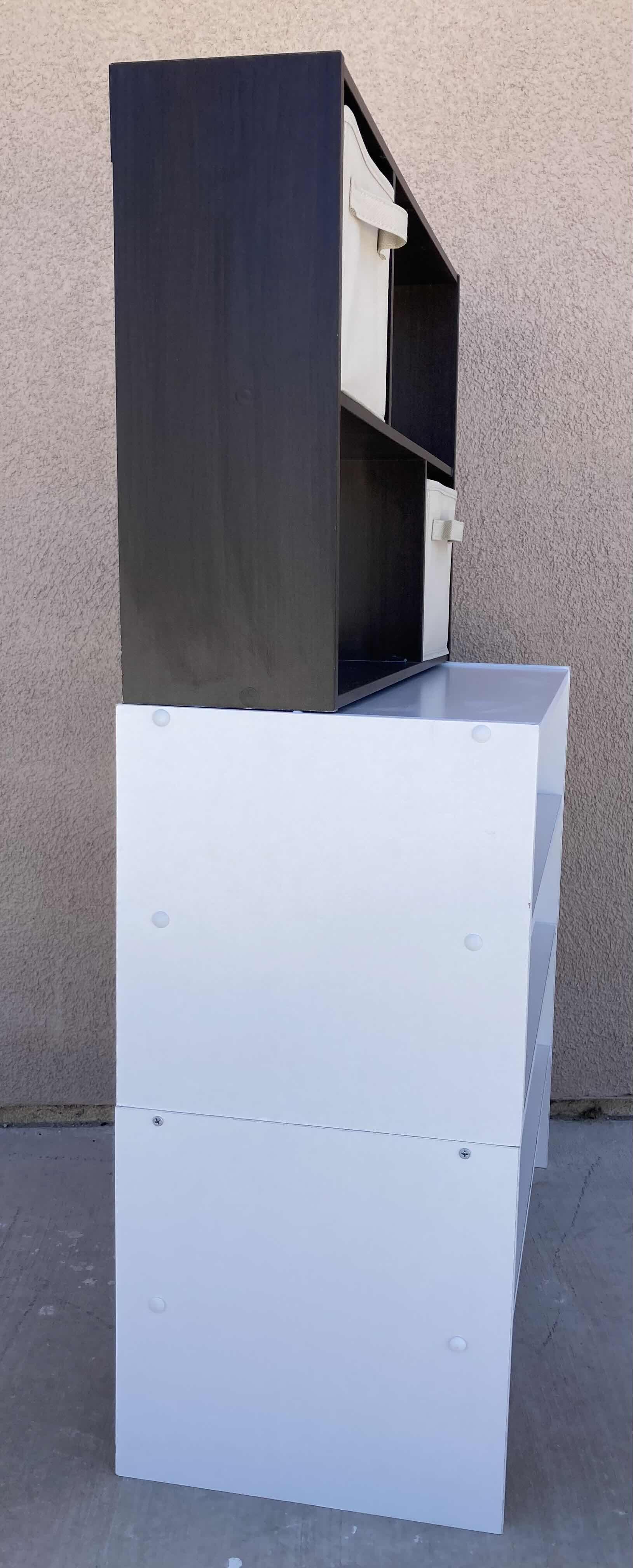 Photo 3 of BLACK FINISH SHELF W 2 DRAWERS 24” X 6” H16” & WHITE FINISH SHOE SHELF 24” X 11.5” H23”