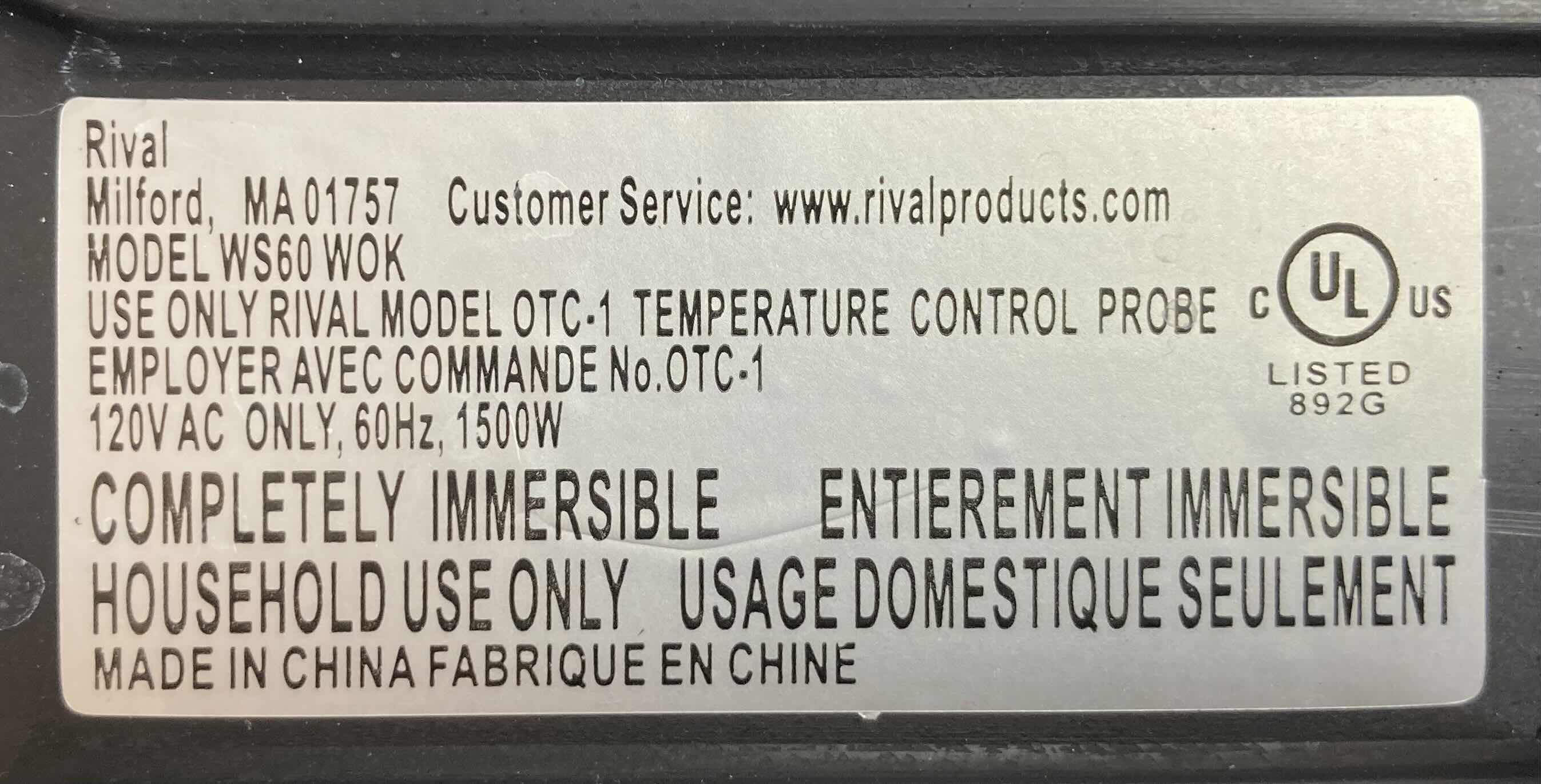 Photo 1 of RIVAL ELECTRIC WOK MODEL WS60WOK 14” X 14”