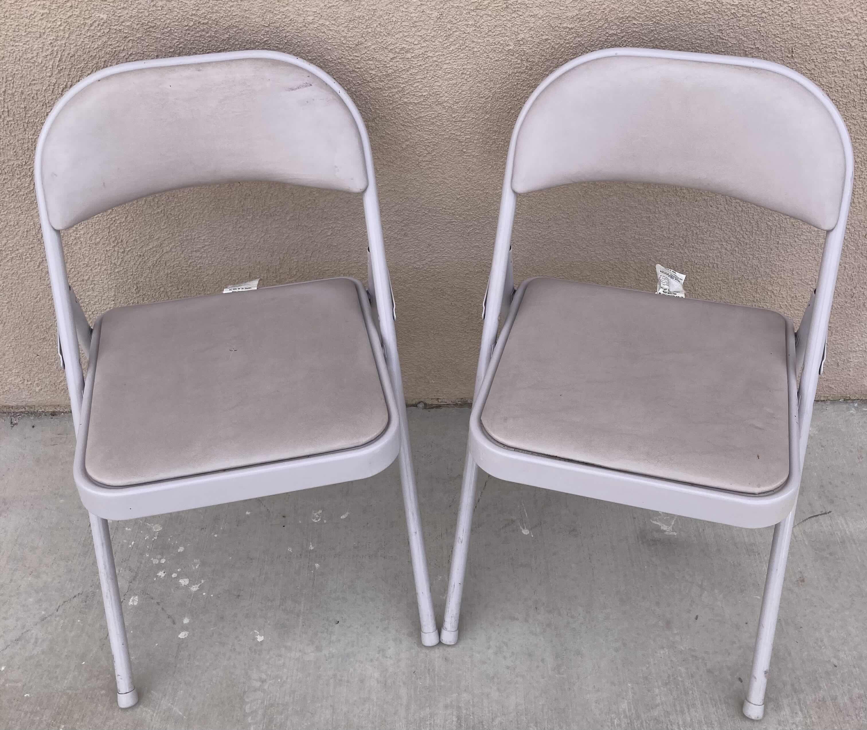 Photo 1 of MECO PADDED FOLDING METAL CHAIRS (2) 18.5” X 19.5” H29”
