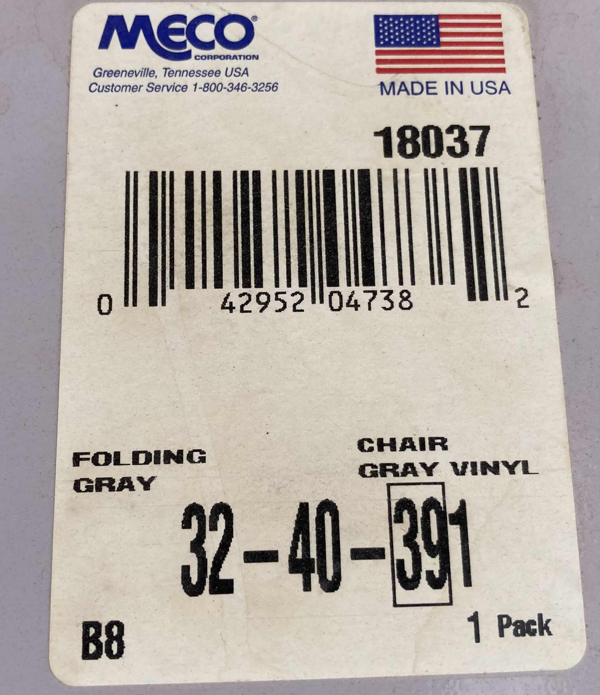 Photo 1 of MECO PADDED FOLDING METAL CHAIRS (2) 18.5” X 19.5” H29”