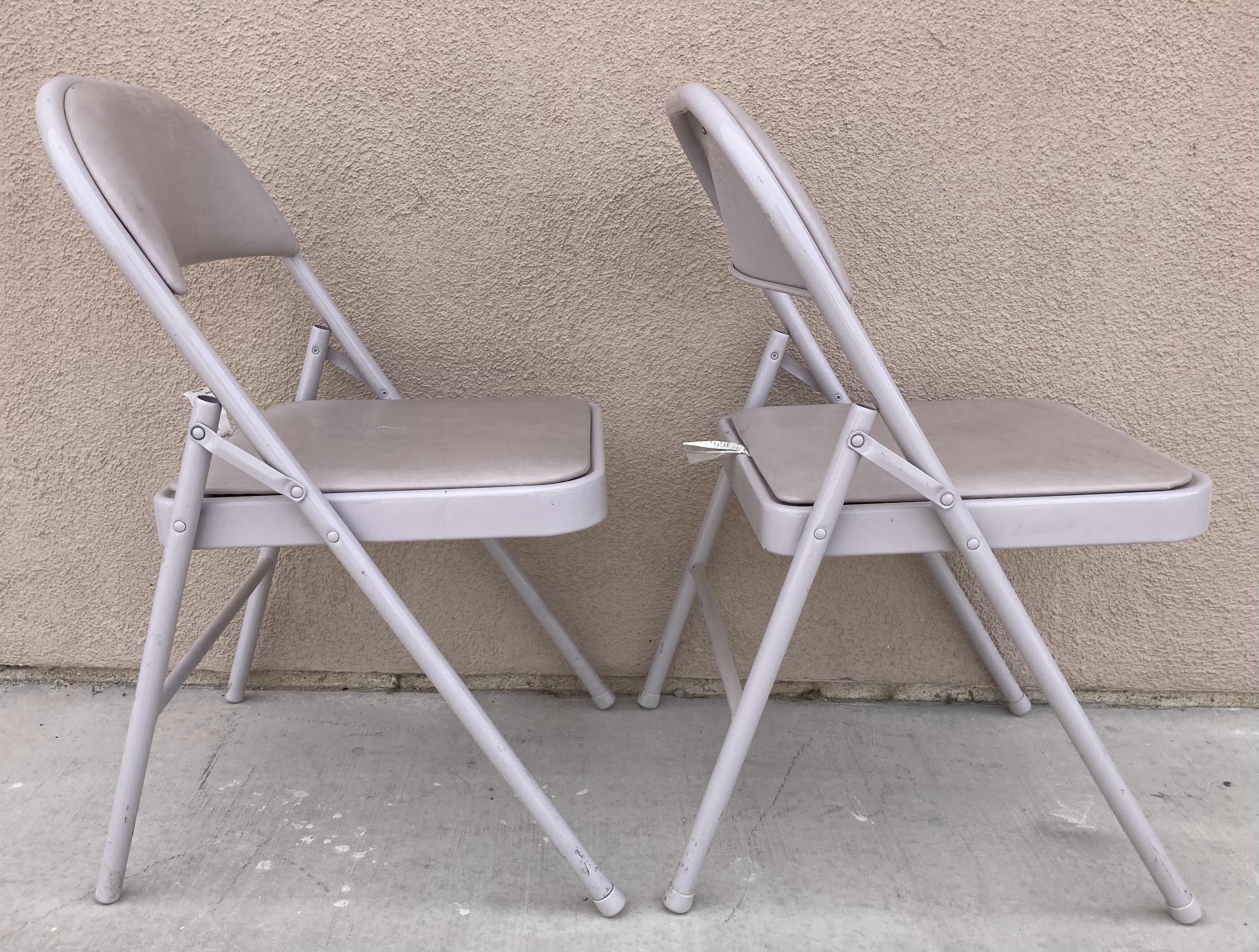 Photo 1 of MECO PADDED FOLDING METAL CHAIRS (2) 18.5” X 19.5” H29”