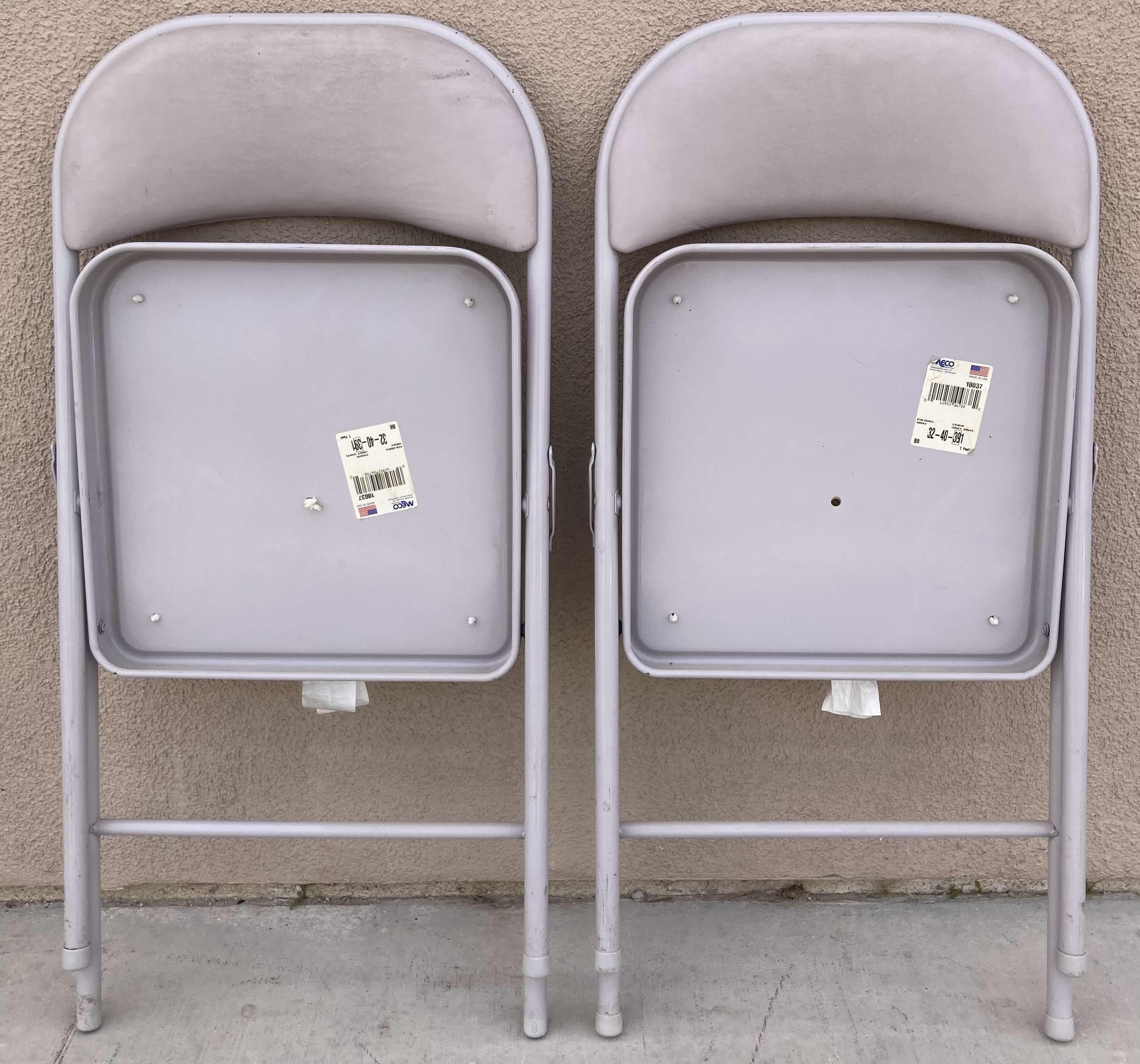 Photo 1 of MECO PADDED FOLDING METAL CHAIRS (2) 18.5” X 19.5” H29”