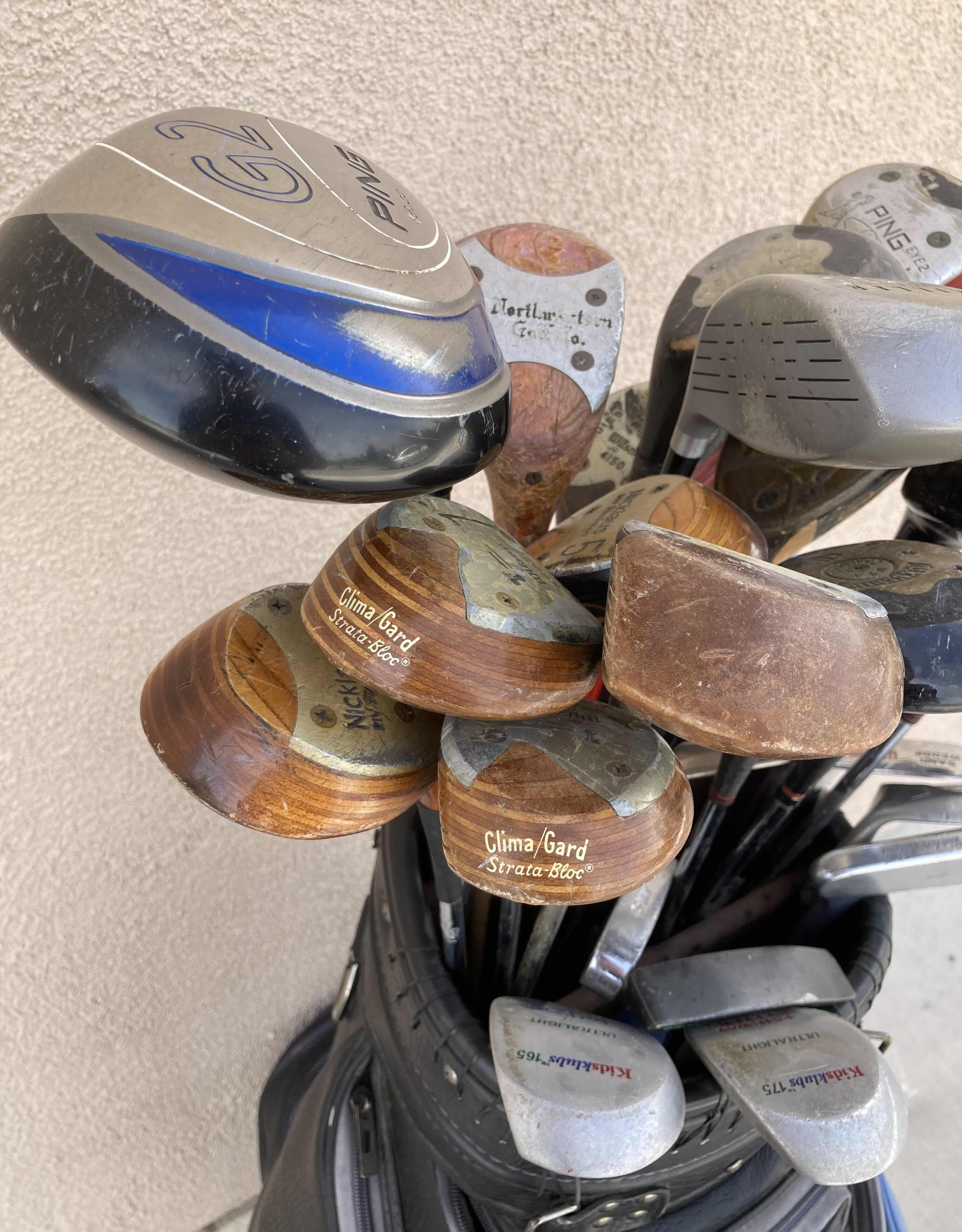 Photo 1 of THE CLUB GLOVE LEATHER GOLF BAG W MIXED GOLF CLUB SET (25 CLUBS)