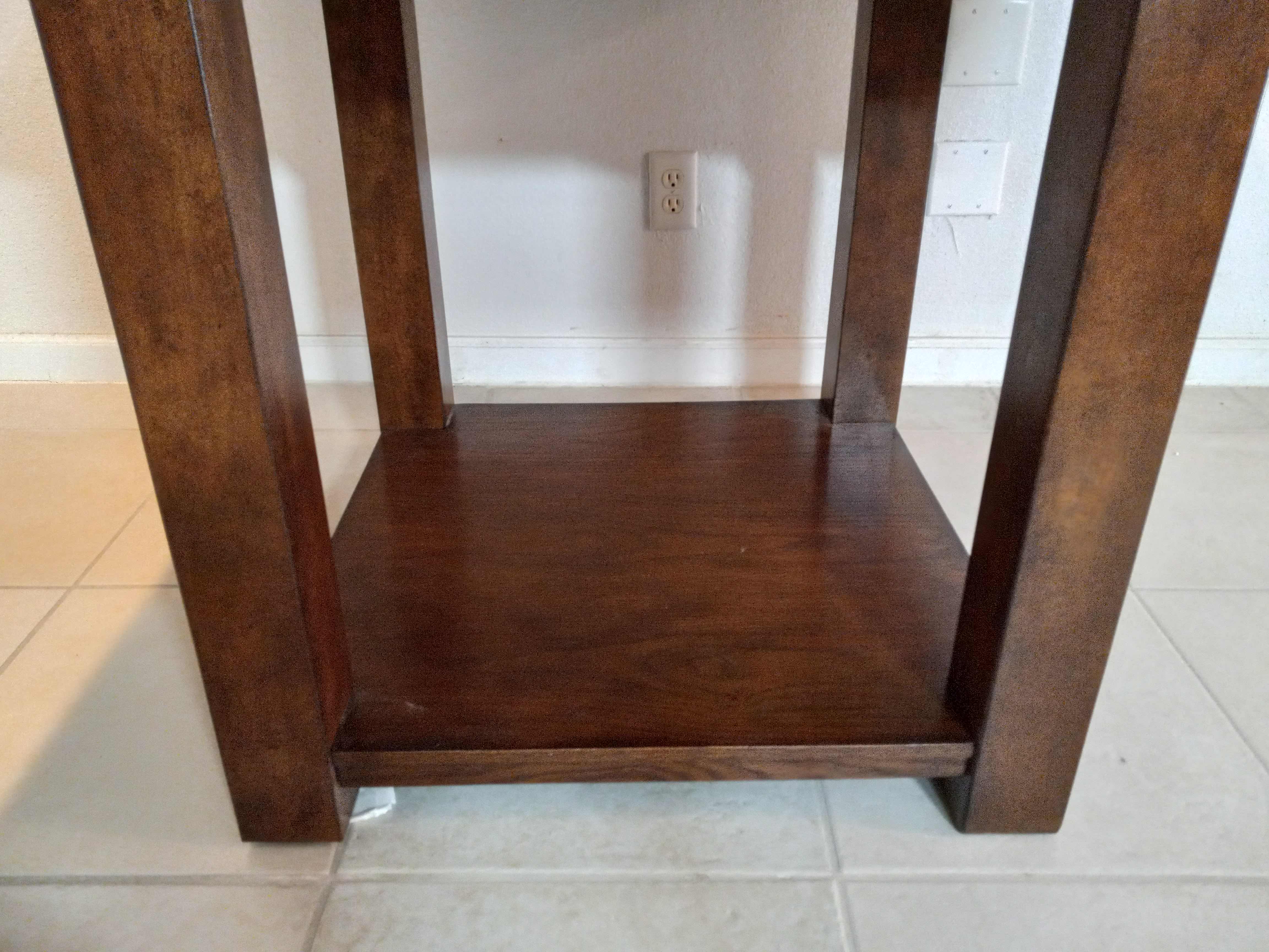 Photo 1 of ASHLEY FURNITURE GRANITE TOP MAHOGANY FINISH WOOD BASE DINING BAR TABLE MODEL D349-32 48” X 48” H36”