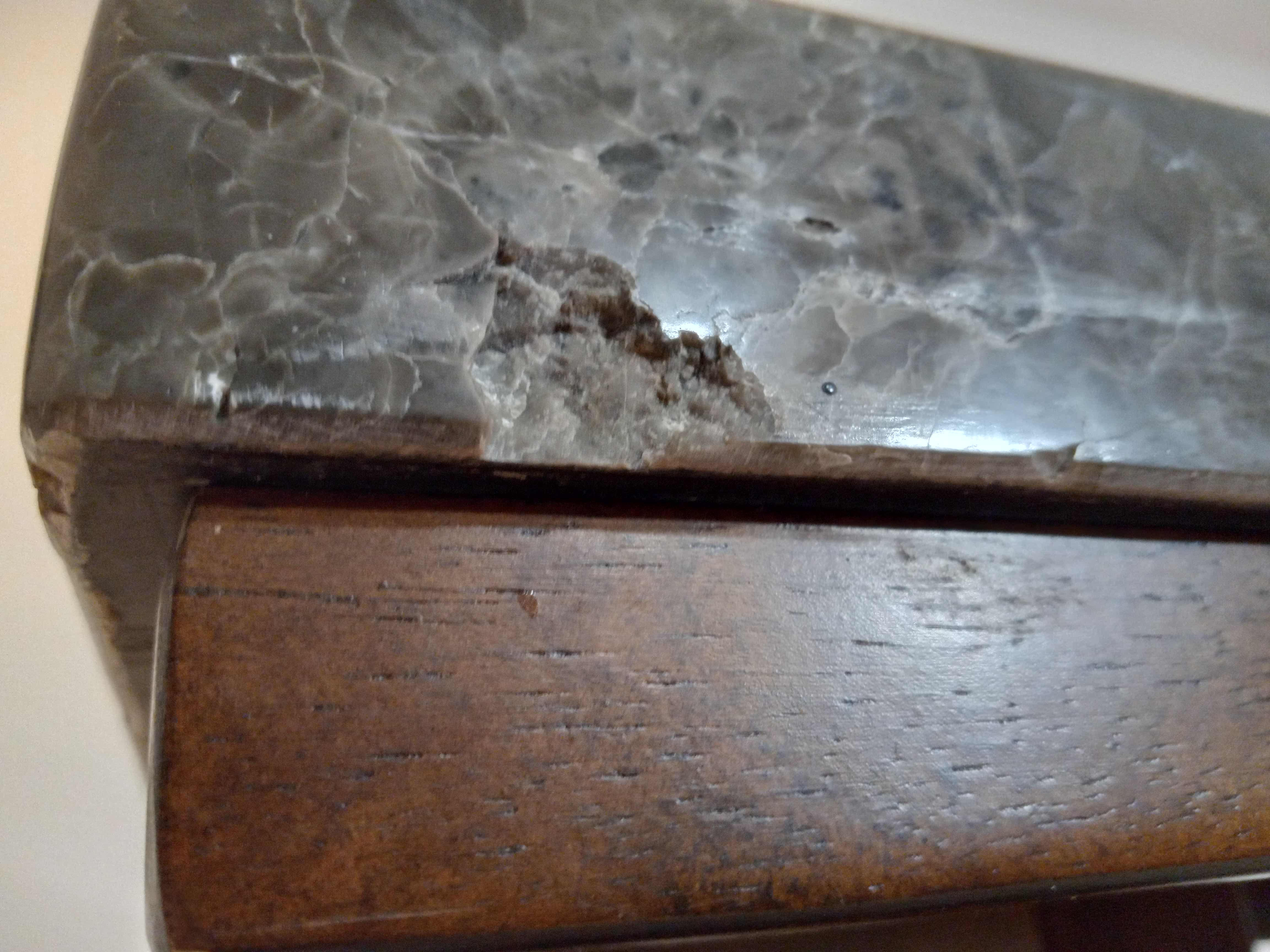 Photo 1 of ASHLEY FURNITURE GRANITE TOP MAHOGANY FINISH WOOD BASE DINING BAR TABLE MODEL D349-32 48” X 48” H36”