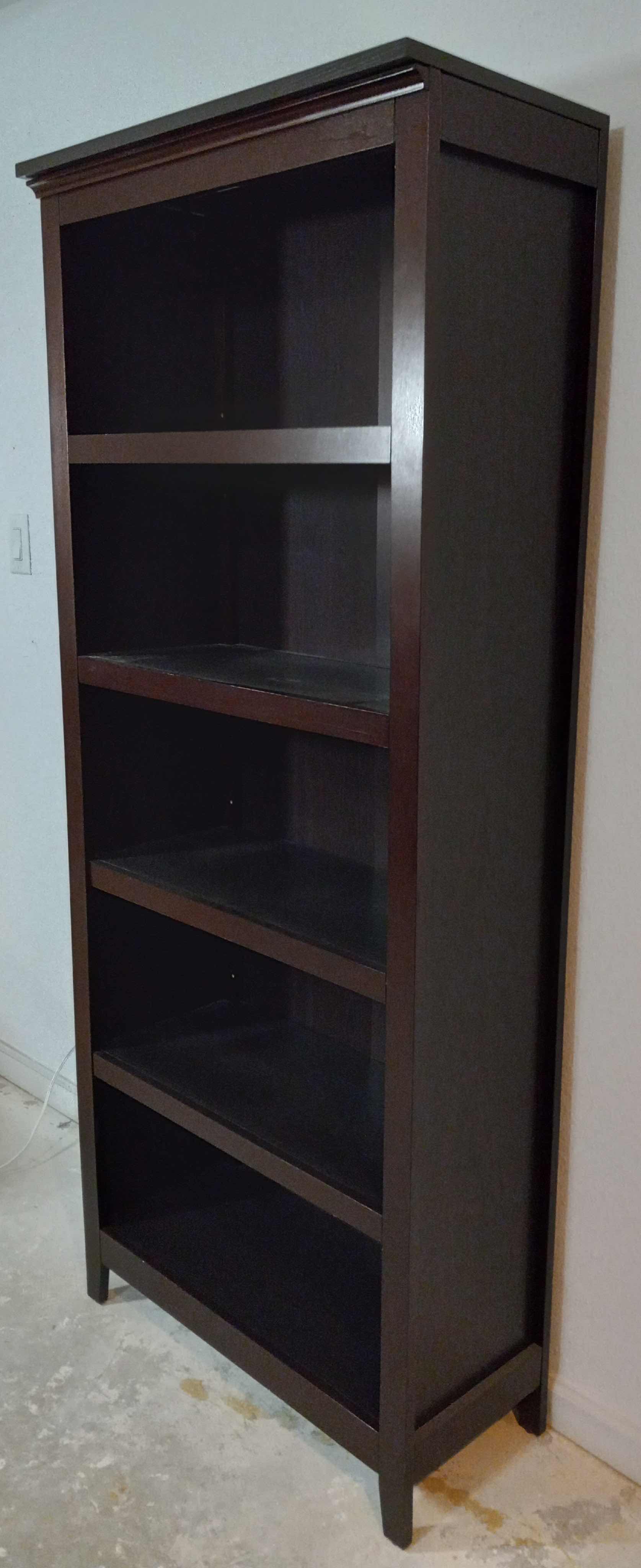 Photo 1 of ASHLEY FURNITURE 2 TONE DARK WOOD FINISH BOOKSHELF 30.5” X 13.5” H72”