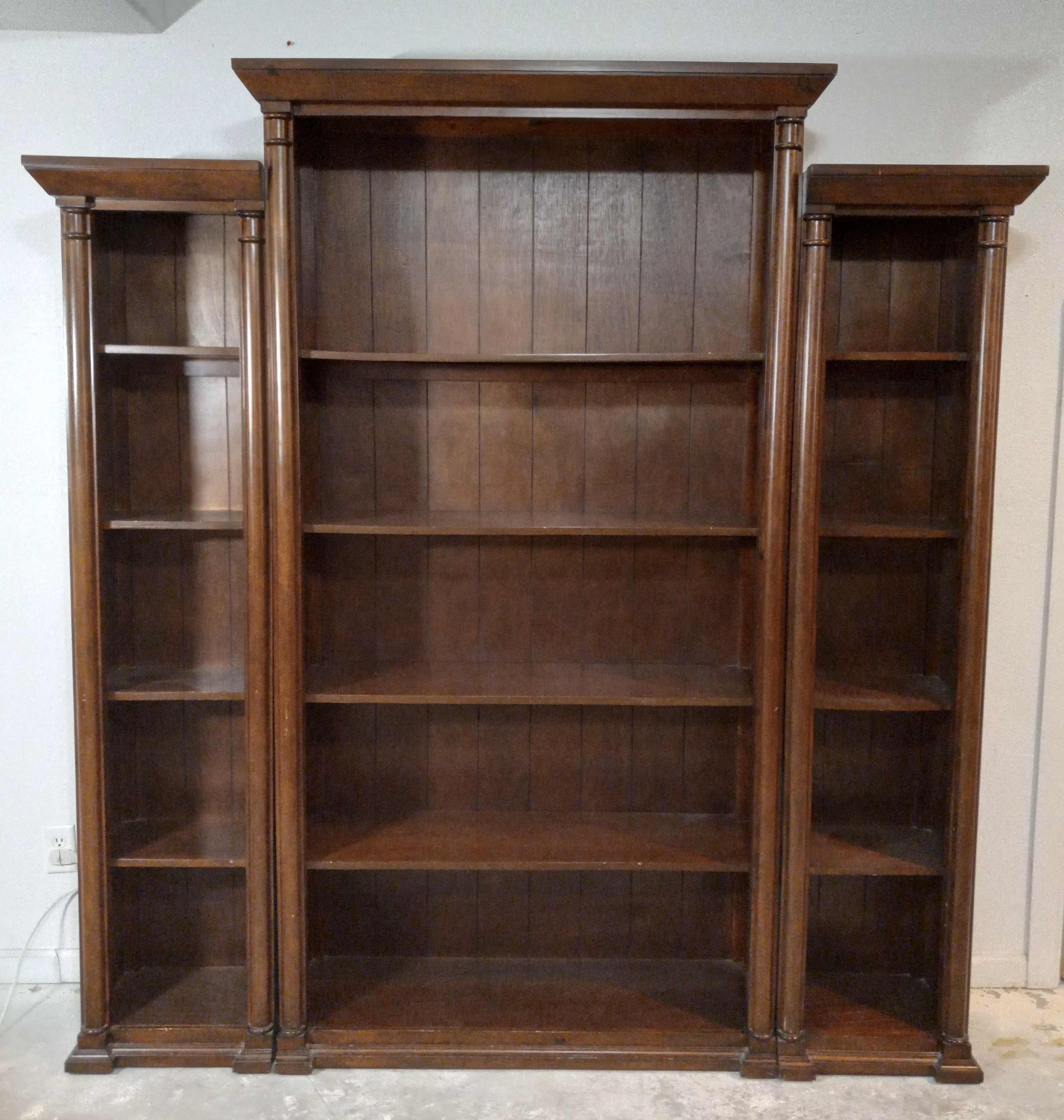 Photo 1 of MAHOGANY FINISH WOOD 3PC BOOKSHELF 82” X 16” H82.5”