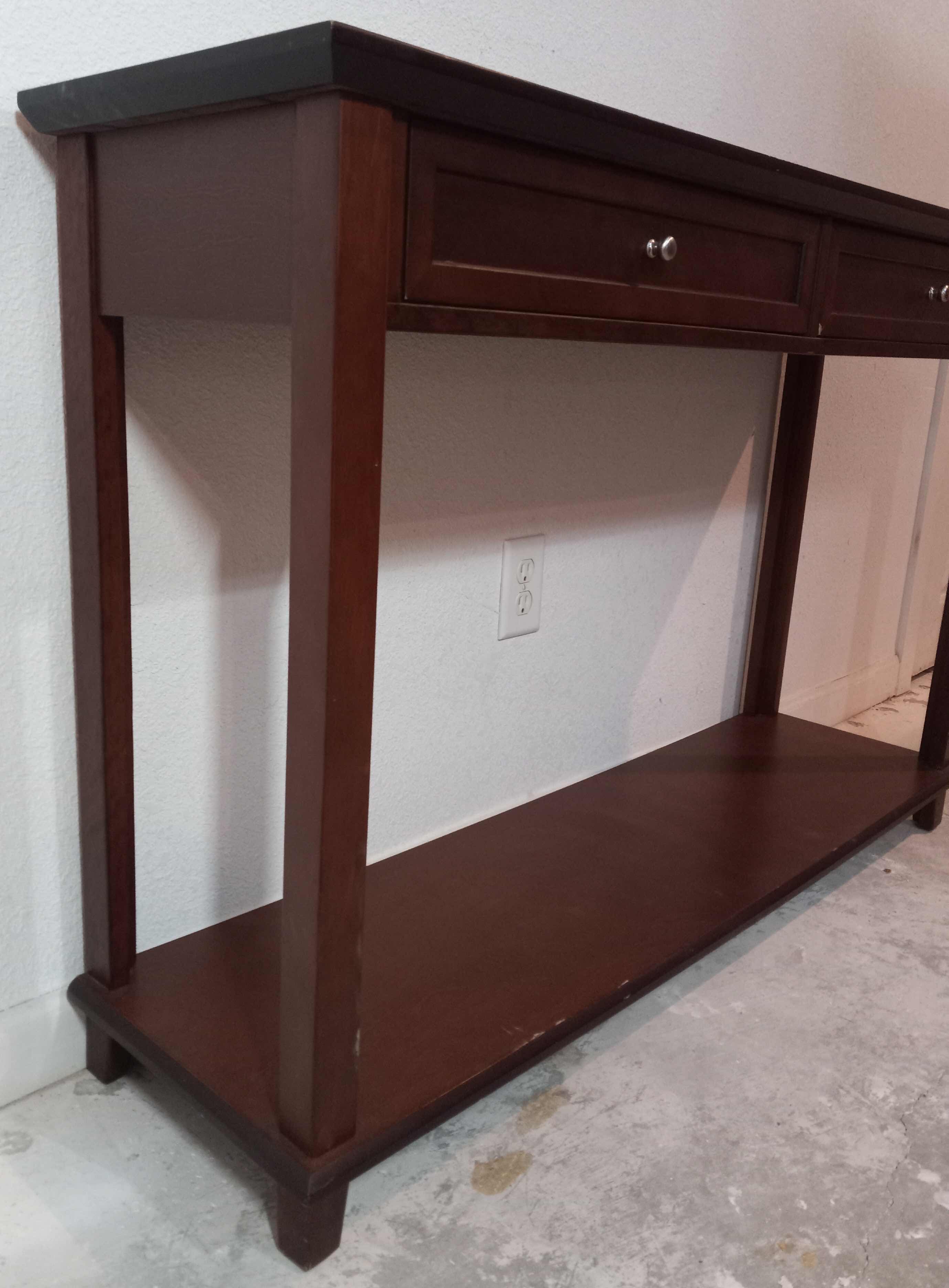 Photo 3 of MAHOGANY WOOD FINISH CONSOLE TABLE 48” X 13” H28”