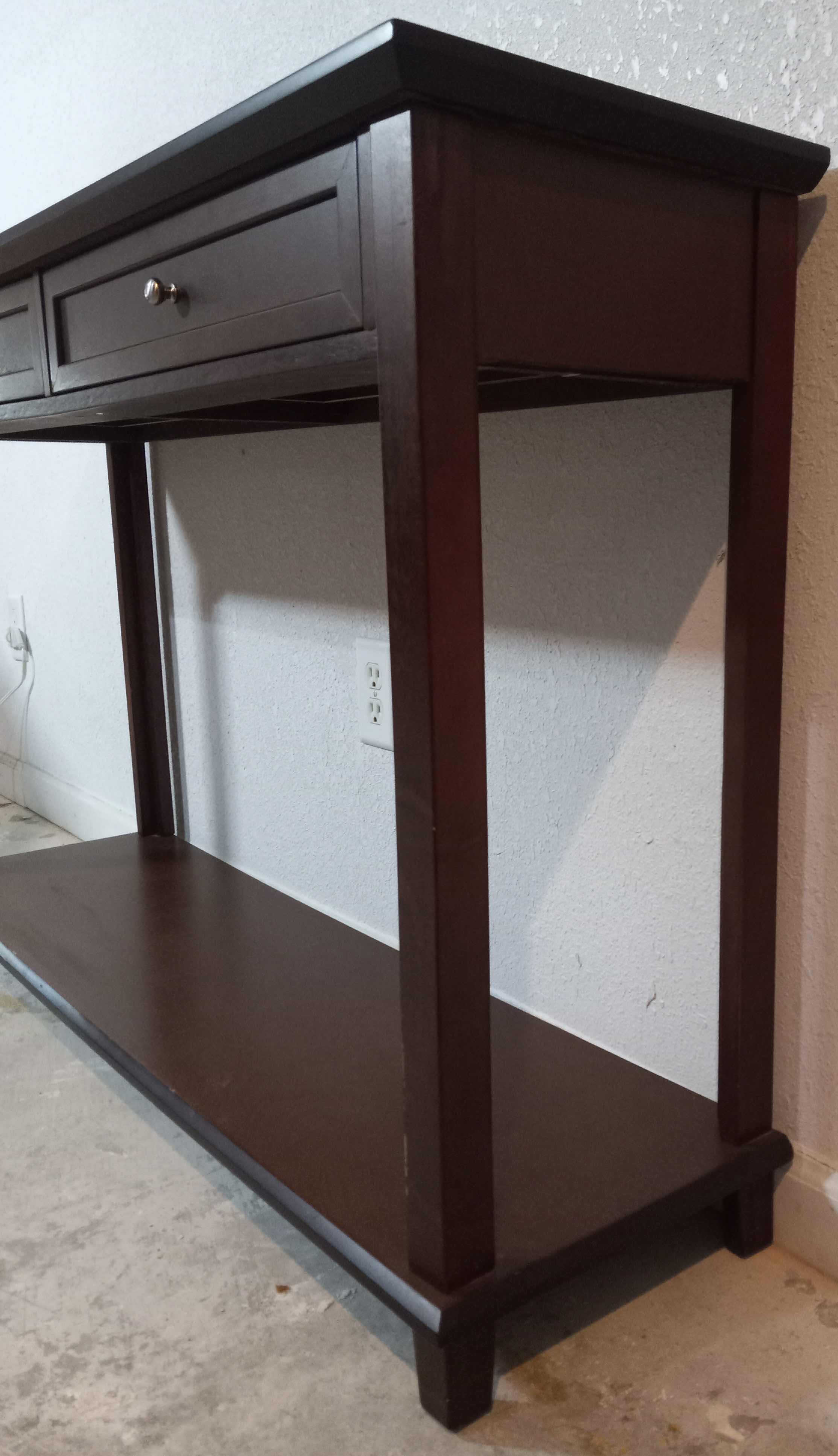 Photo 2 of MAHOGANY WOOD FINISH CONSOLE TABLE 48” X 13” H28”